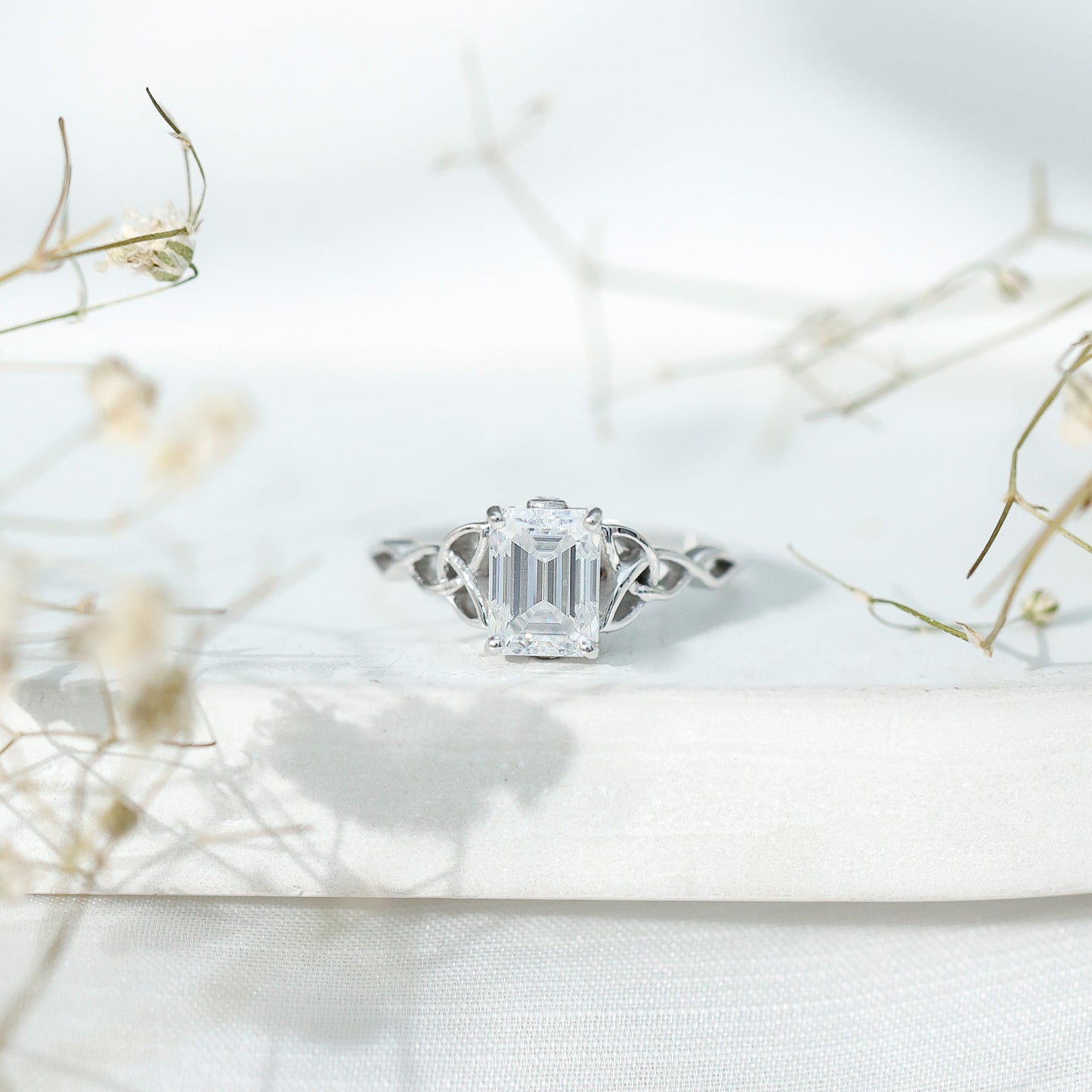 2 CT Moissanite Engagement Ring with Celtic Details
