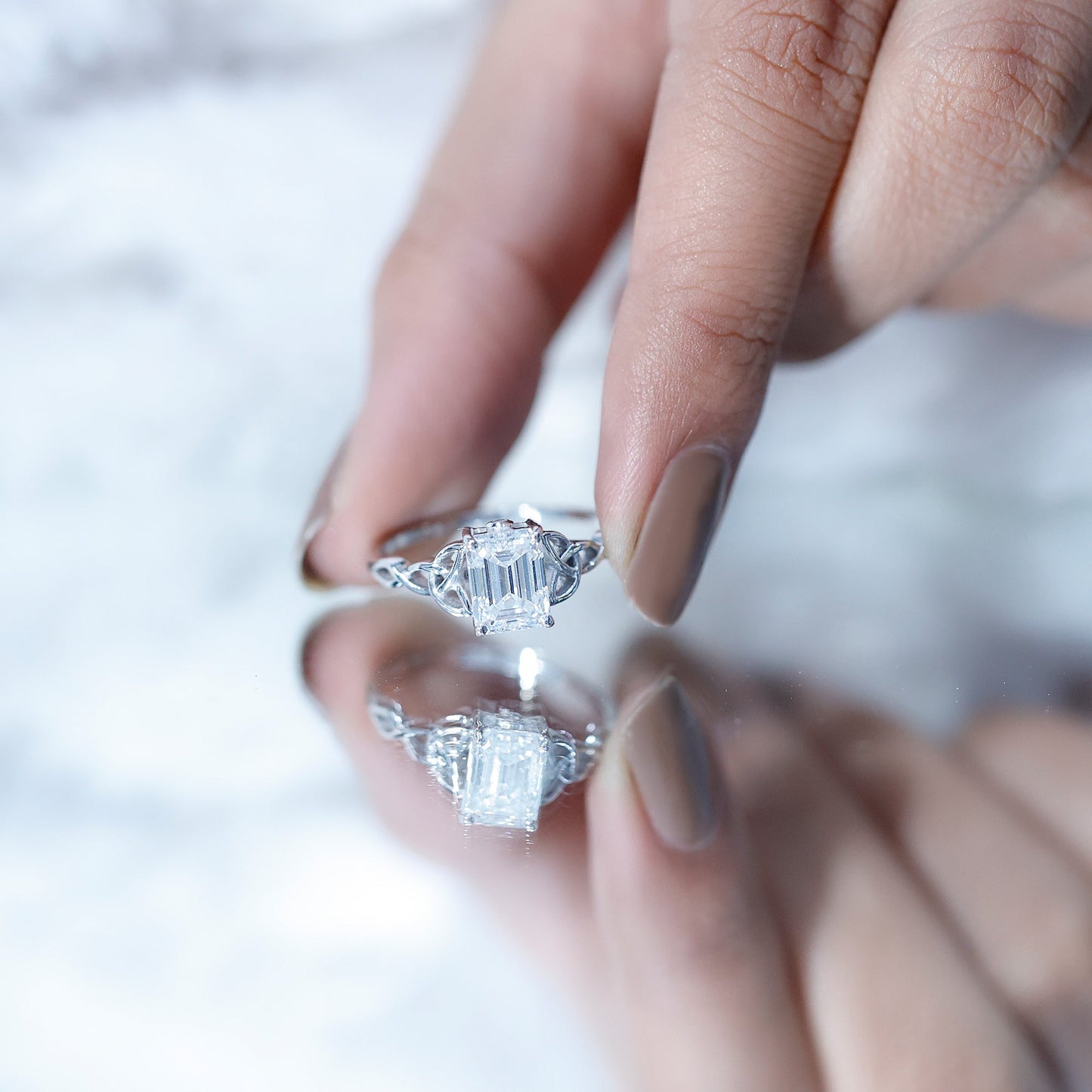 2 CT Moissanite Engagement Ring with Celtic Details
