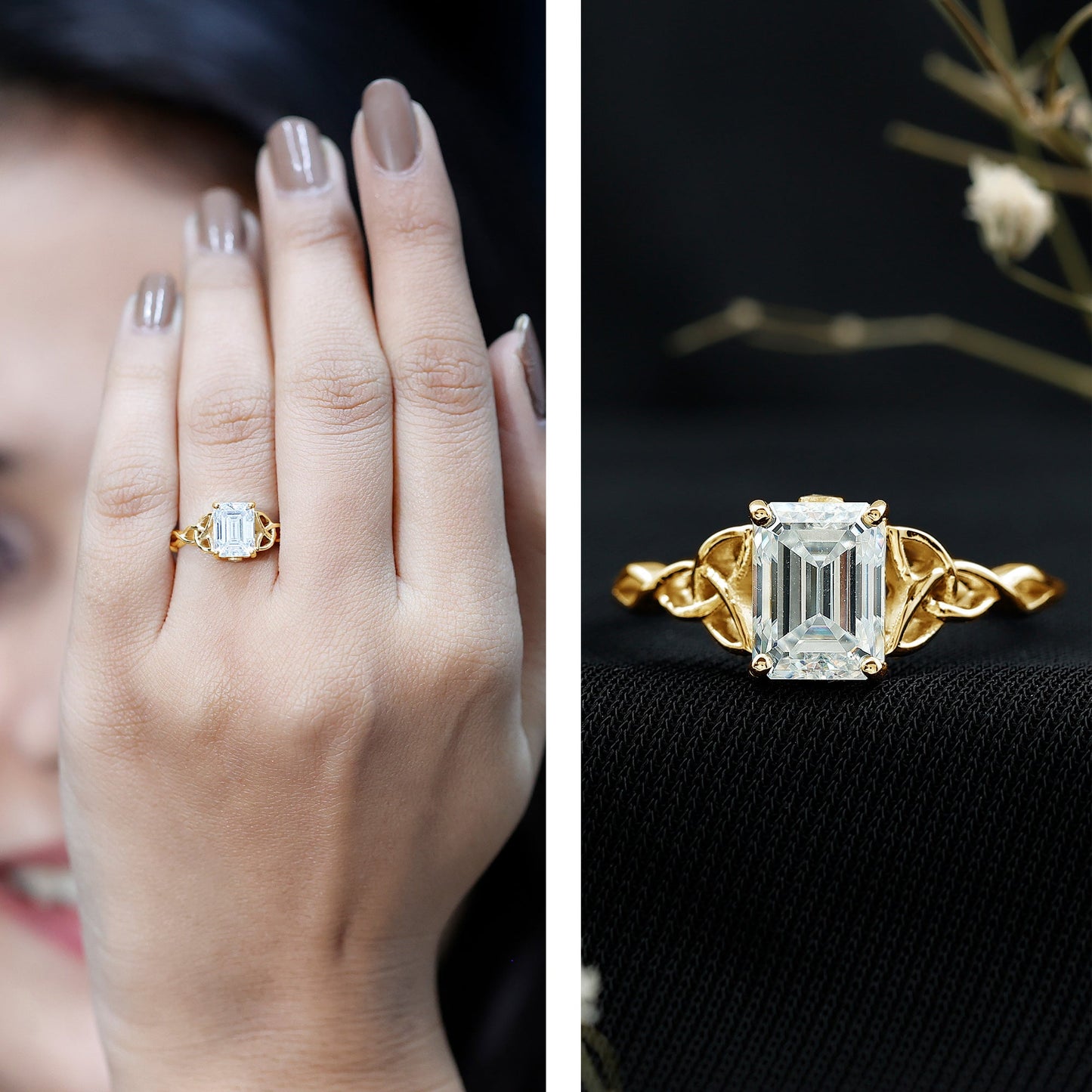 2 CT Moissanite Engagement Ring with Celtic Details