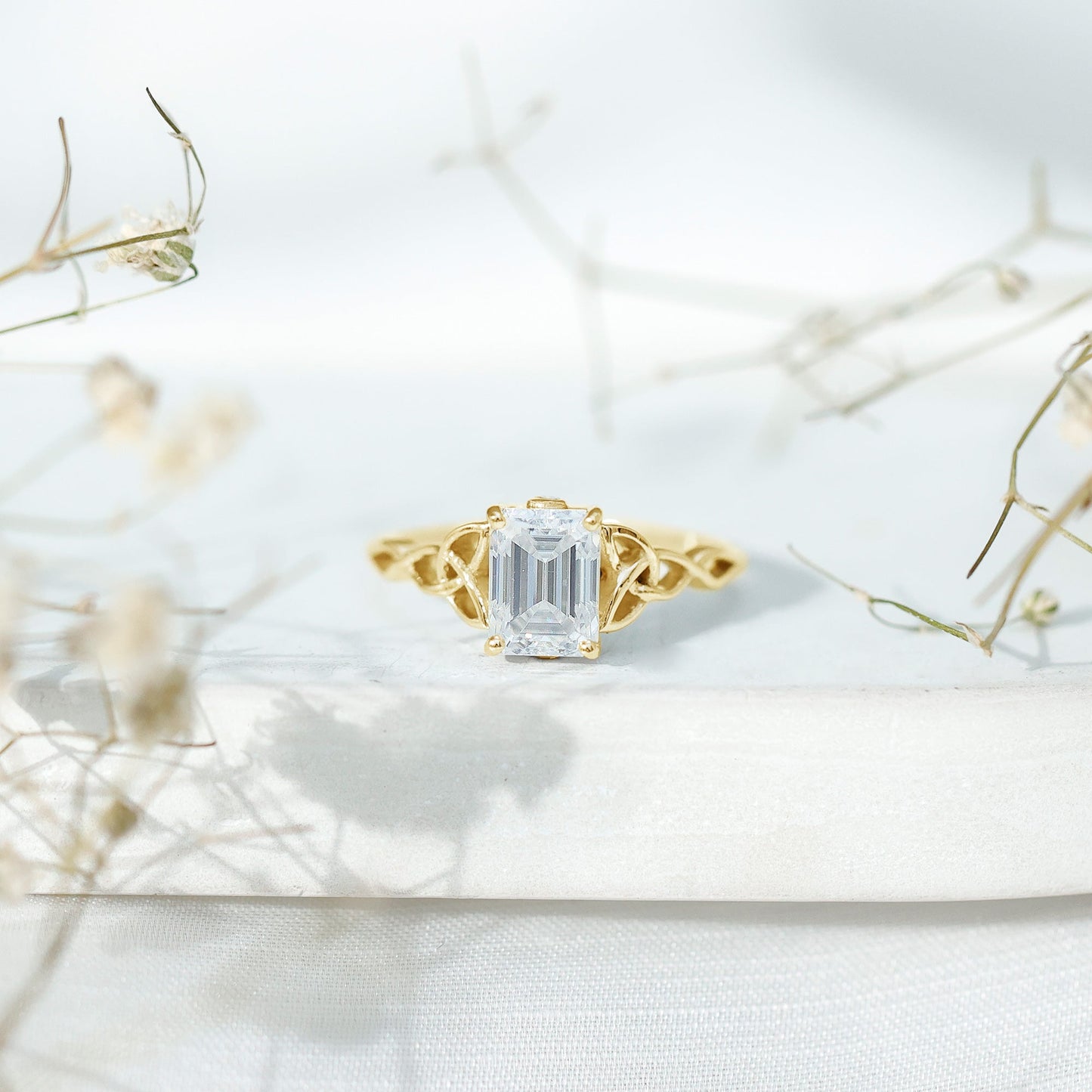 2 CT Moissanite Engagement Ring with Celtic Details