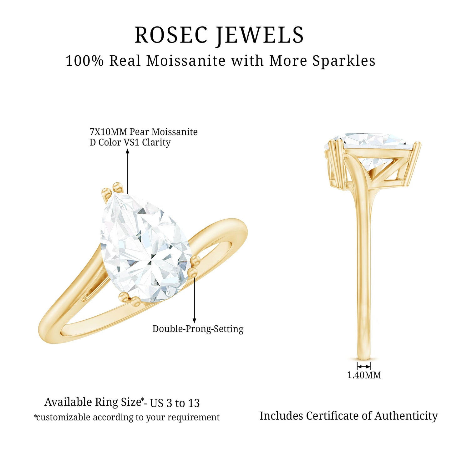 Pear Engagement Ring With Certified Moissanite