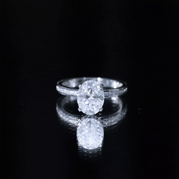 7X9 MM Solitaire Moissanite Oval Engagement Ring with Channel Set