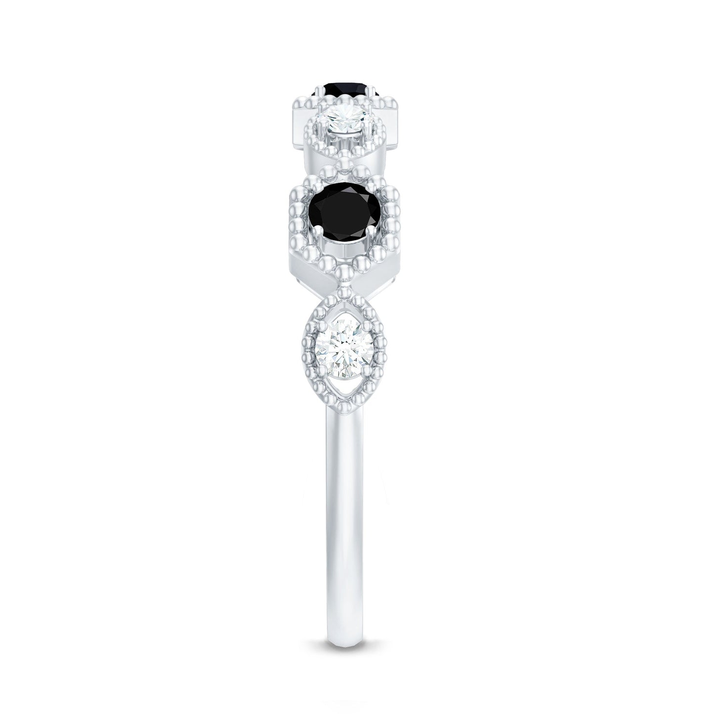 Certified Lab Grown Black and White Diamond Half Eternity Ring