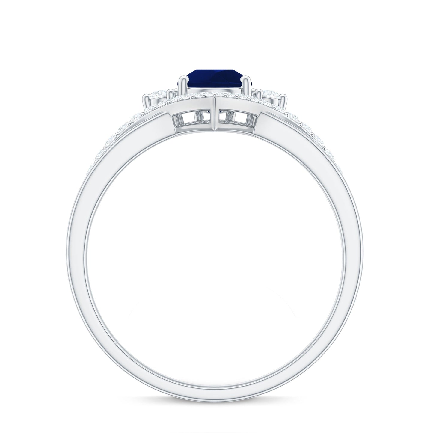 Pear Cut Blue Sapphire Designer Solitaire Ring with Diamond