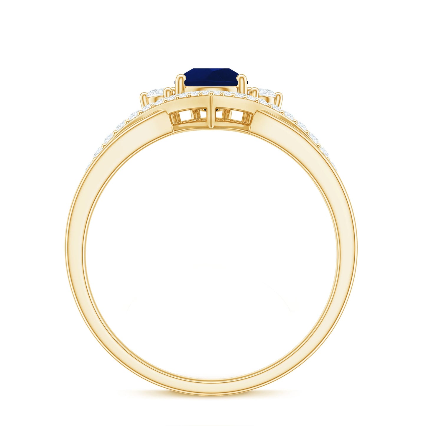 Pear Cut Blue Sapphire Designer Solitaire Ring with Diamond