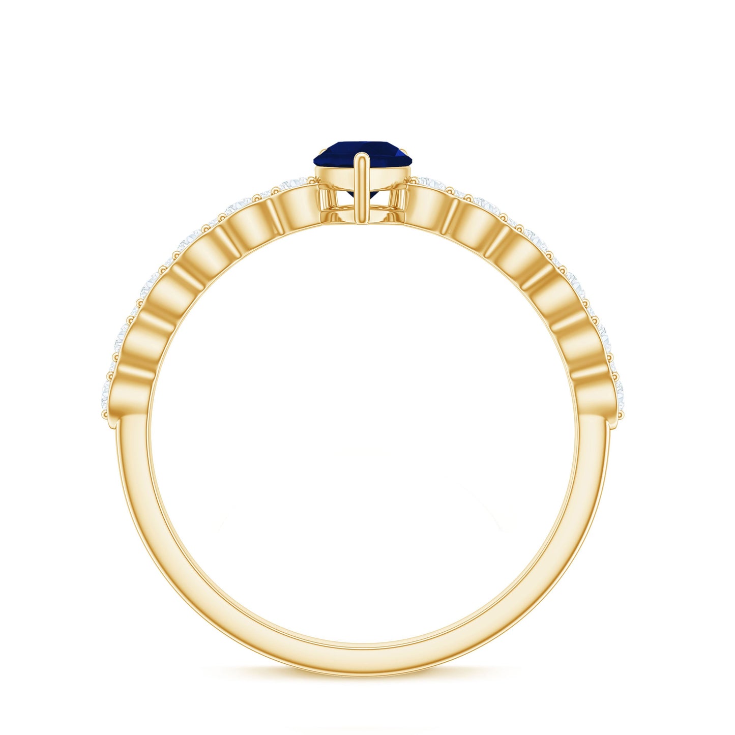 1 CT Minimal Blue Sapphire Solitaire Promise Ring with Diamond