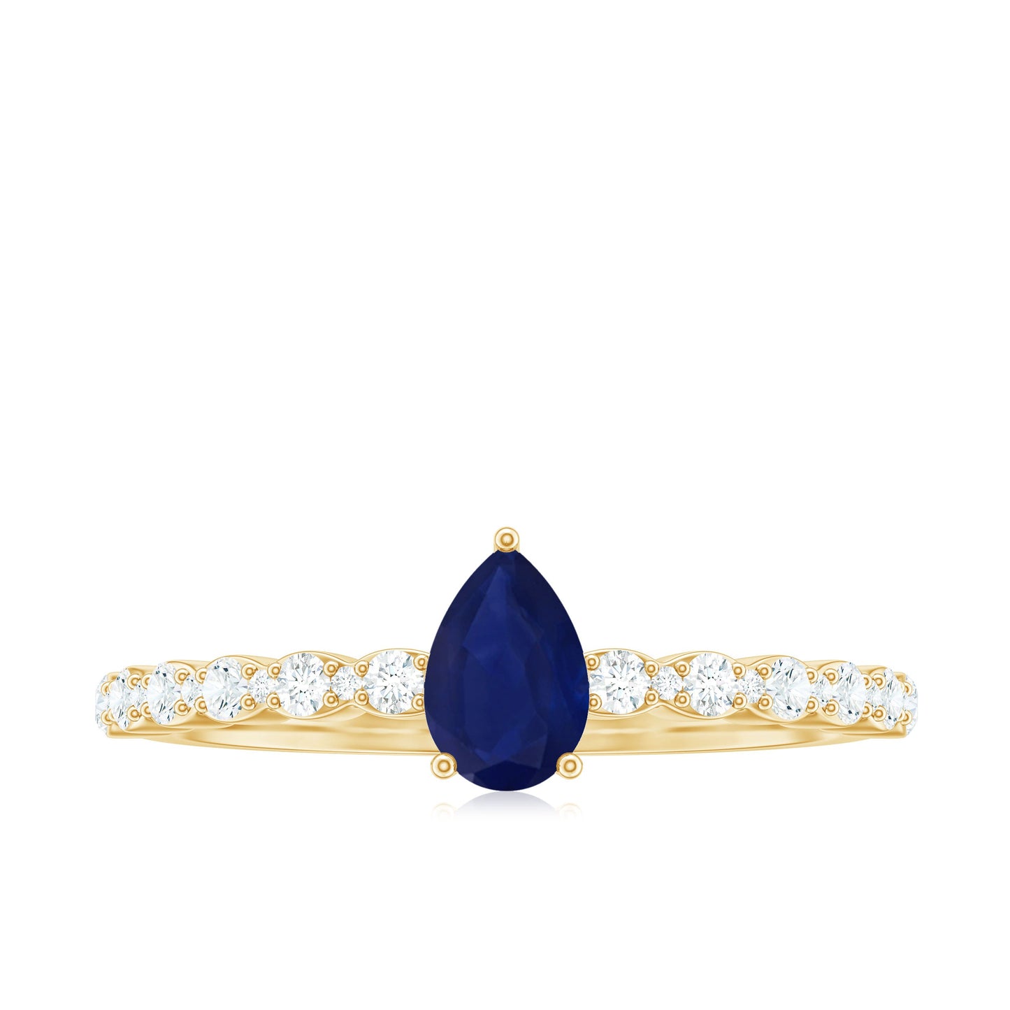 1 CT Minimal Blue Sapphire Solitaire Promise Ring with Diamond