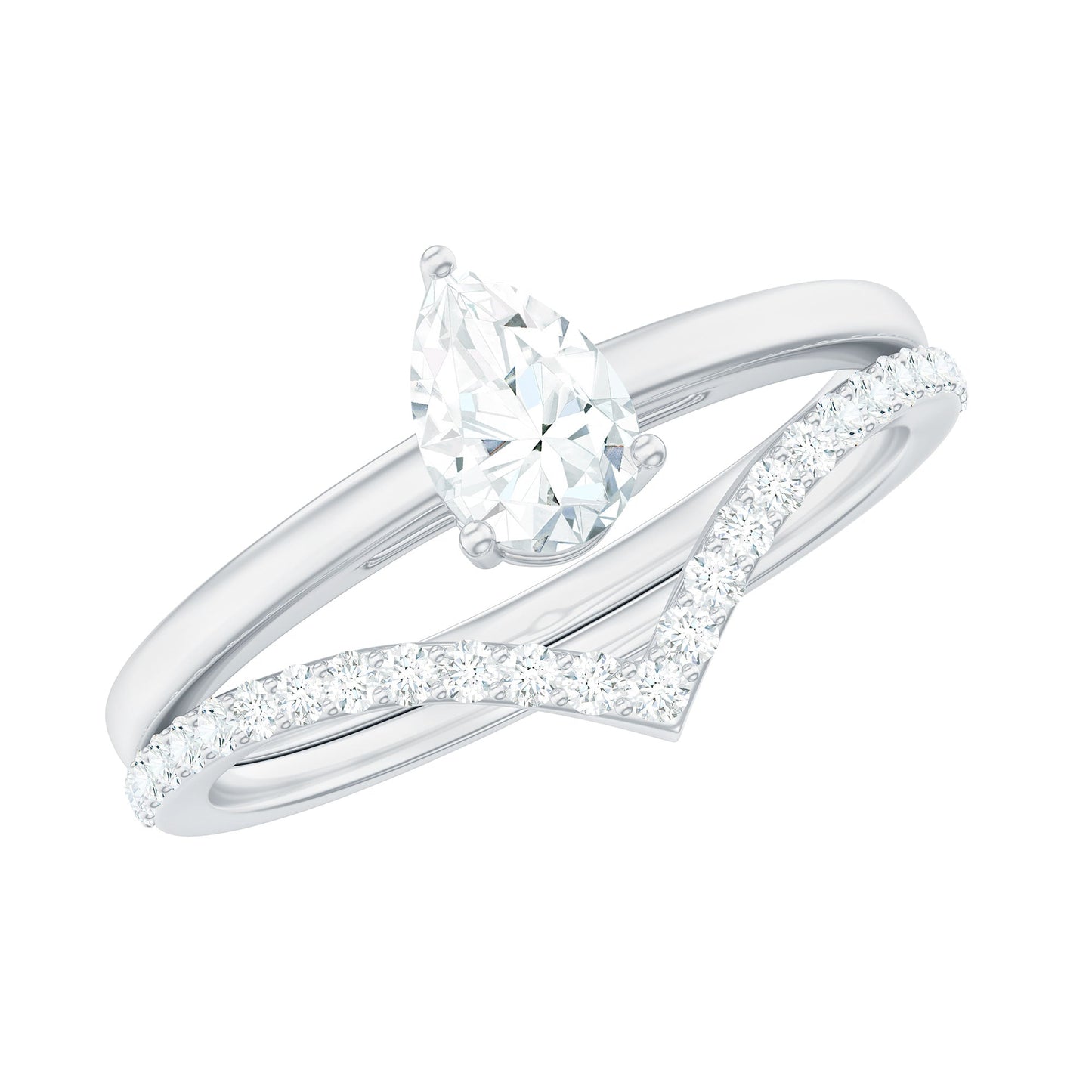 Pear Cut Solitaire Moissanite Engagement Ring with Enhancer