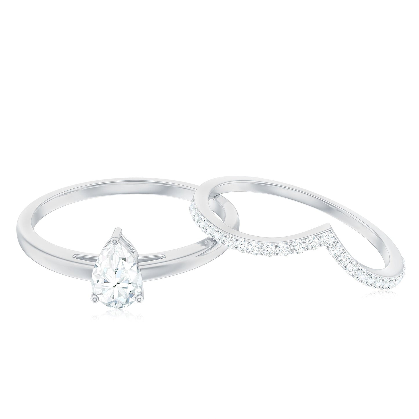 Pear Cut Solitaire Moissanite Engagement Ring with Enhancer