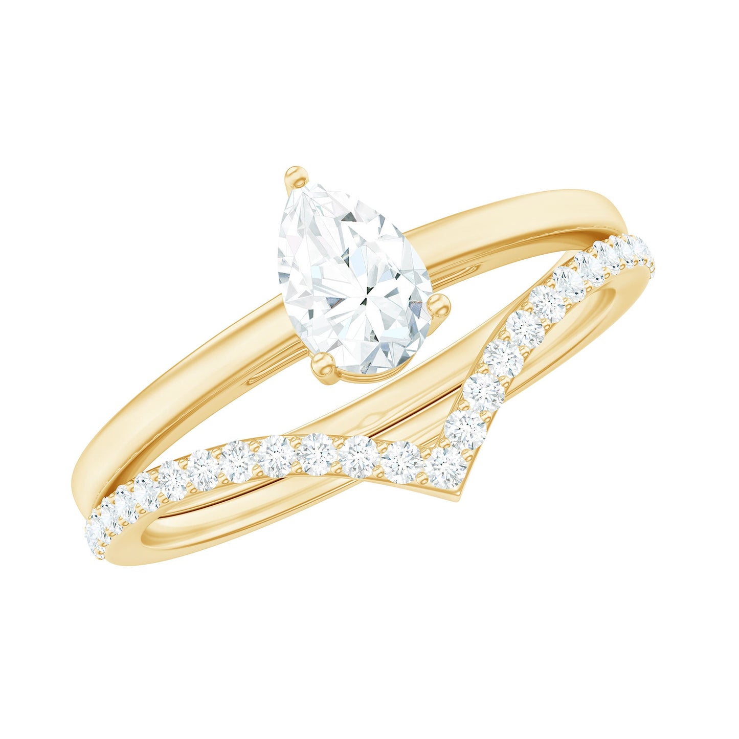Pear Cut Solitaire Moissanite Engagement Ring with Enhancer