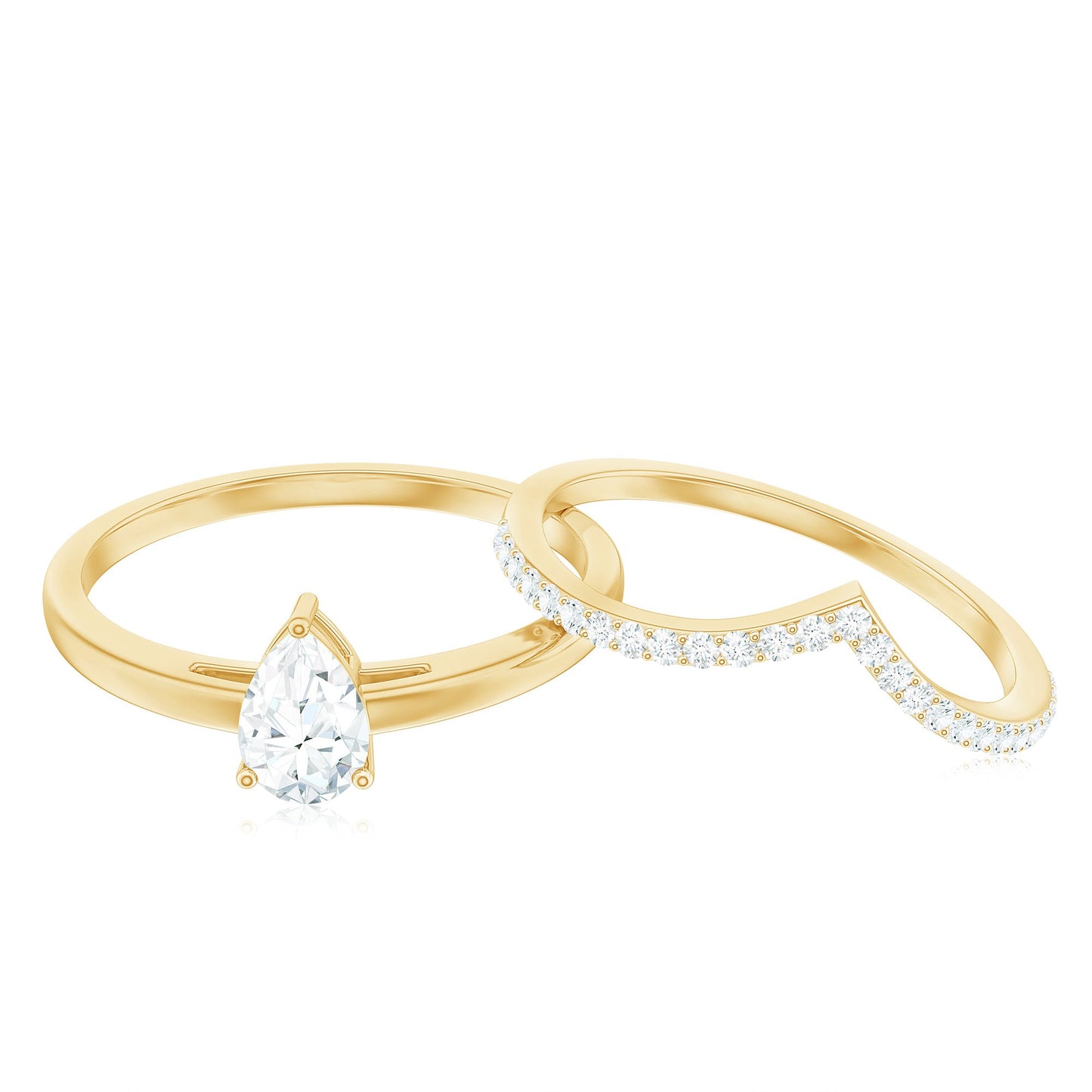 Pear Cut Solitaire Moissanite Engagement Ring with Enhancer