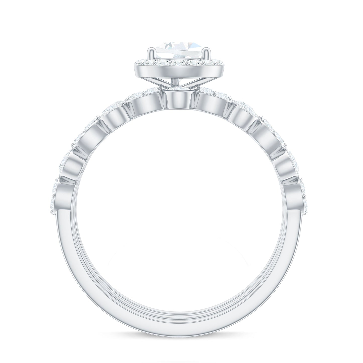 Pear Shaped Cubic Zirconia Trio Wedding Ring Set for Women