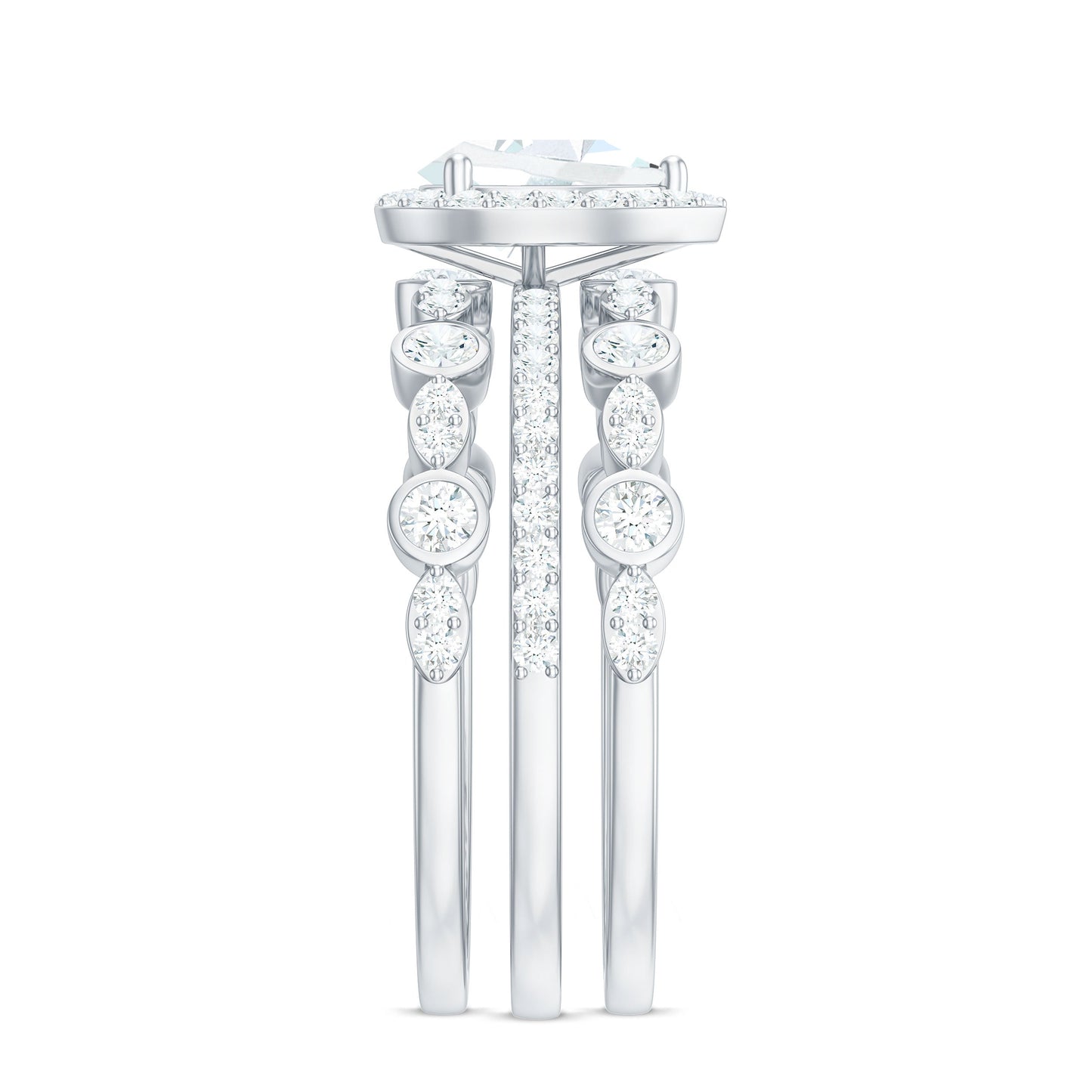 Pear Shaped Cubic Zirconia Trio Wedding Ring Set for Women