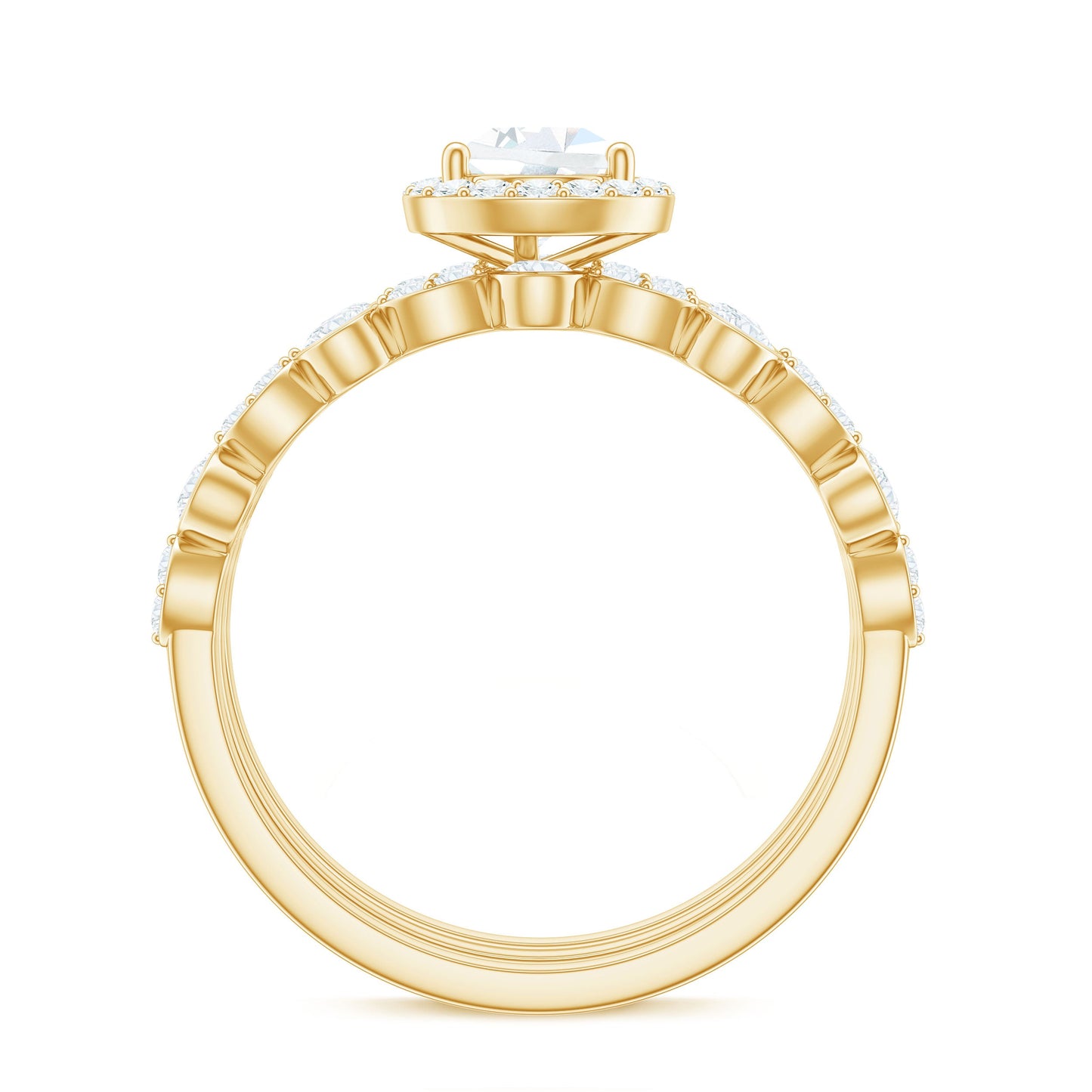 Pear Shaped Cubic Zirconia Trio Wedding Ring Set for Women