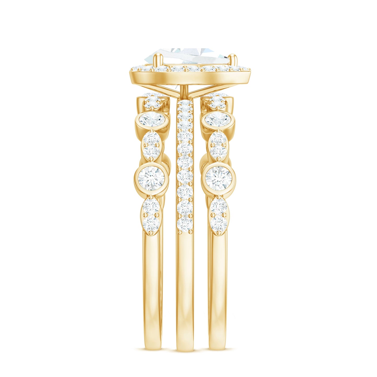 Pear Shaped Cubic Zirconia Trio Wedding Ring Set for Women