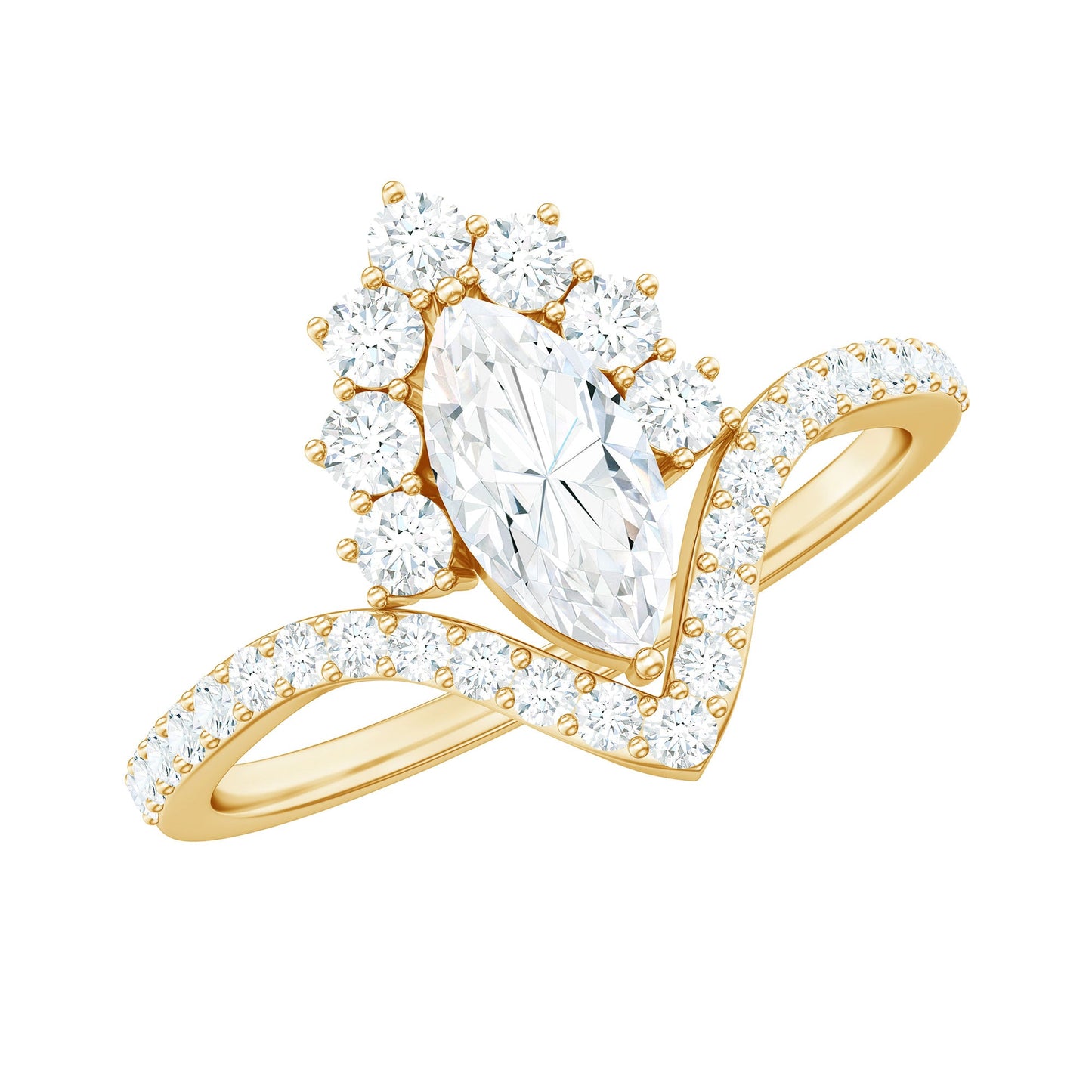 Marquise Cut Moissanite Designer Engagement Ring
