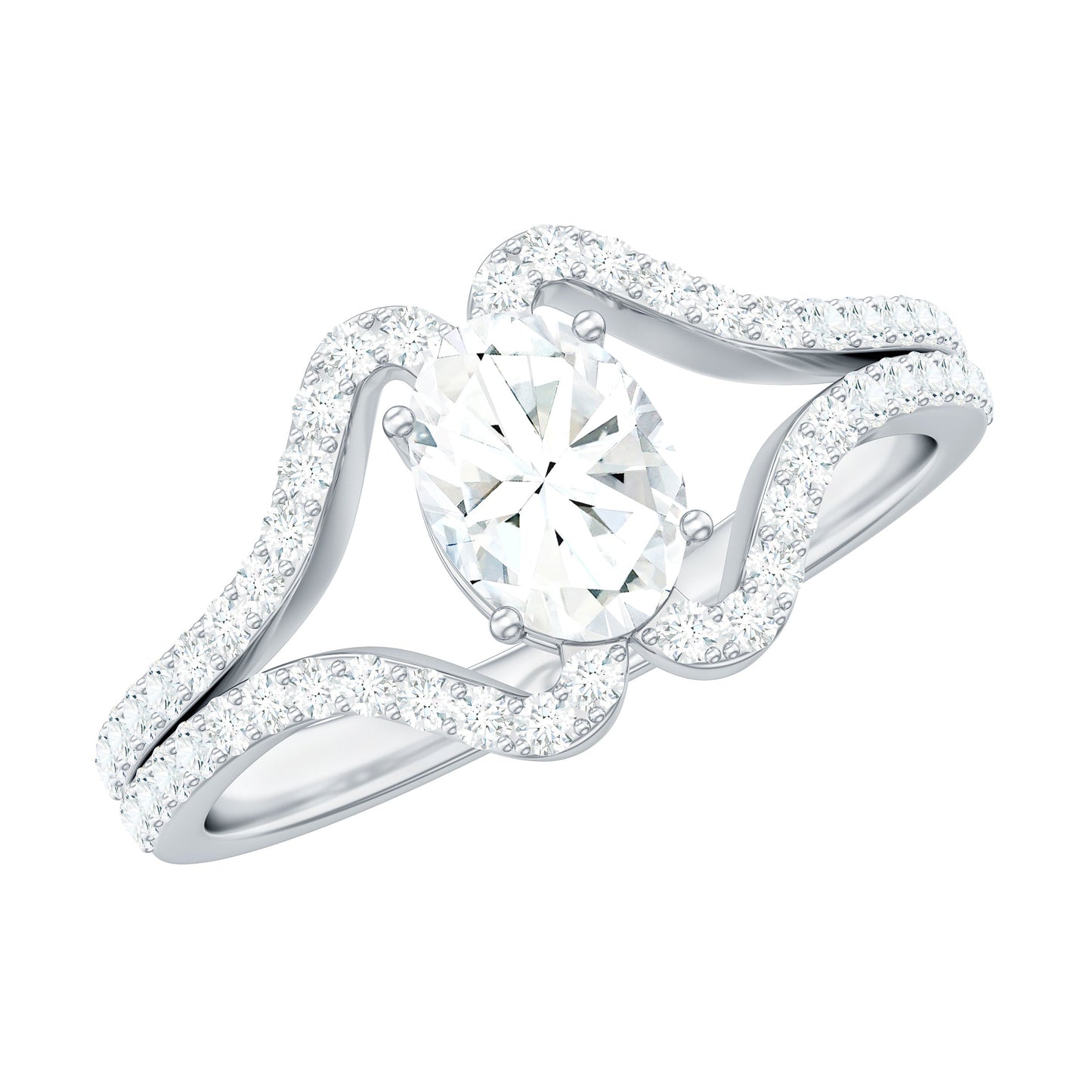 2.25 CT Oval Cut Zircon Engagement Ring with Split Shank
