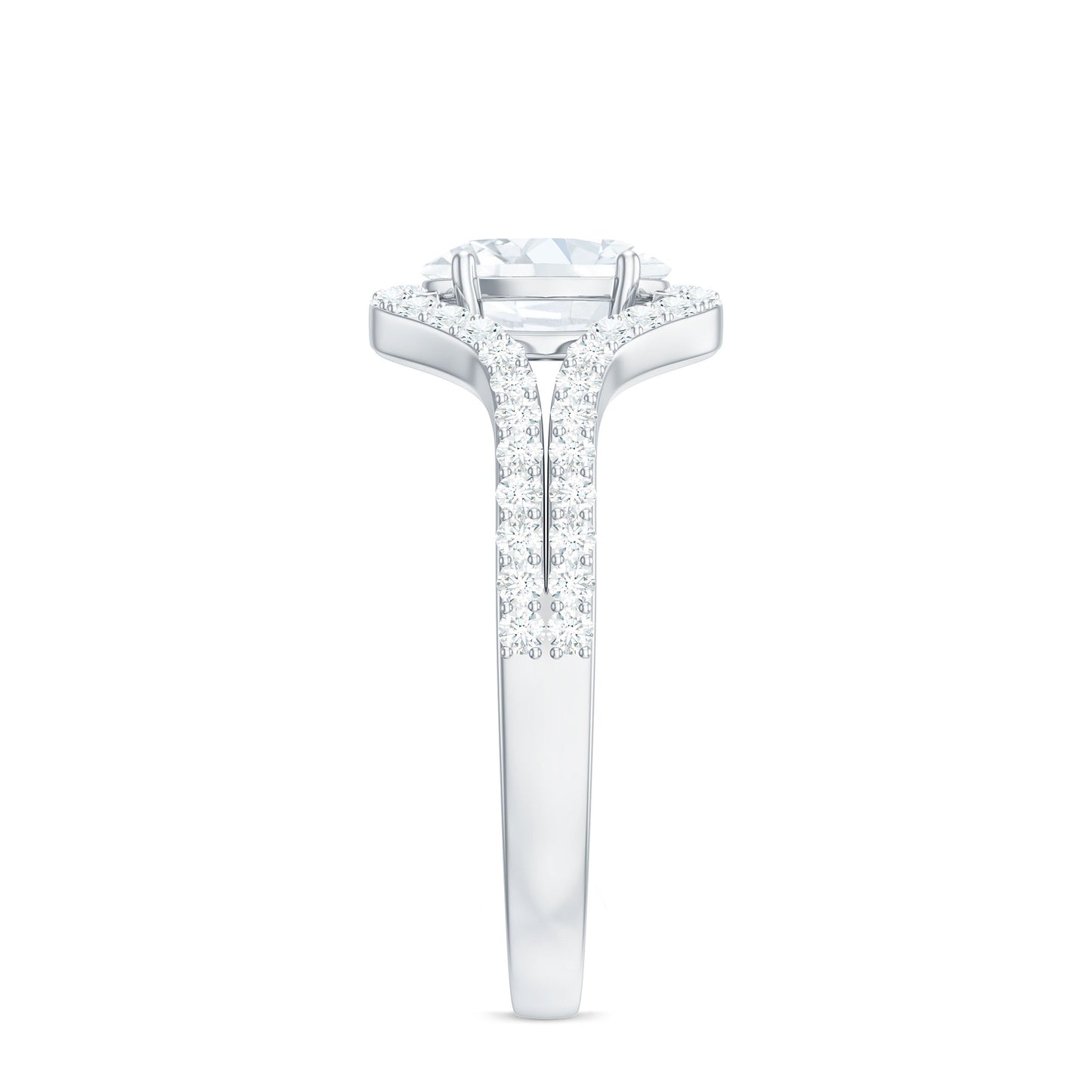 2.25 CT Oval Cut Zircon Engagement Ring with Split Shank