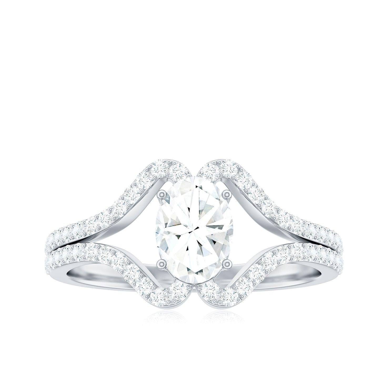 2.25 CT Oval Cut Zircon Engagement Ring with Split Shank