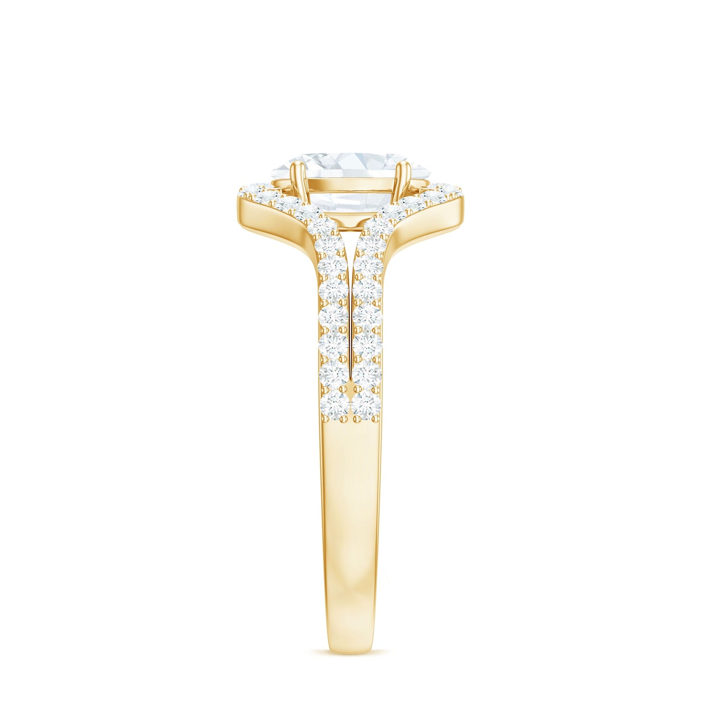 2.25 CT Oval Cut Zircon Engagement Ring with Split Shank
