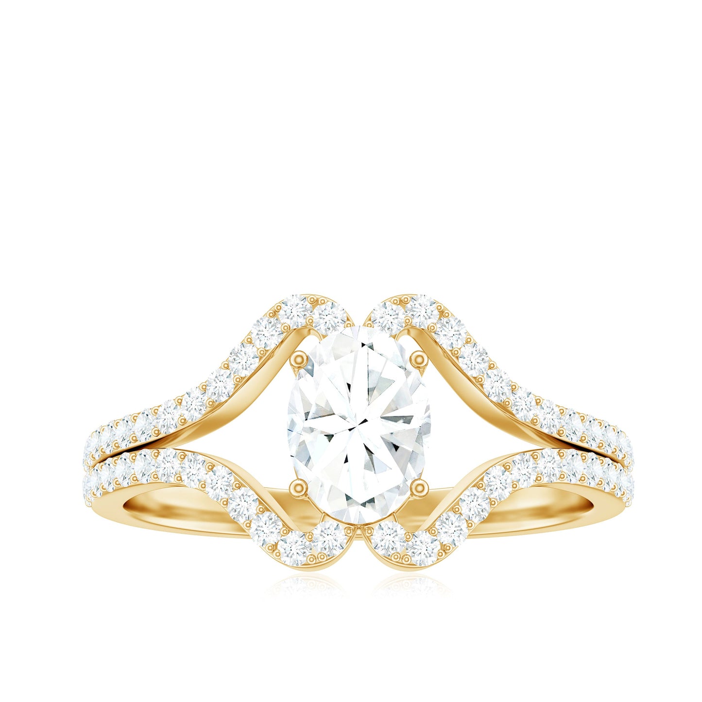 2.25 CT Oval Cut Zircon Engagement Ring with Split Shank