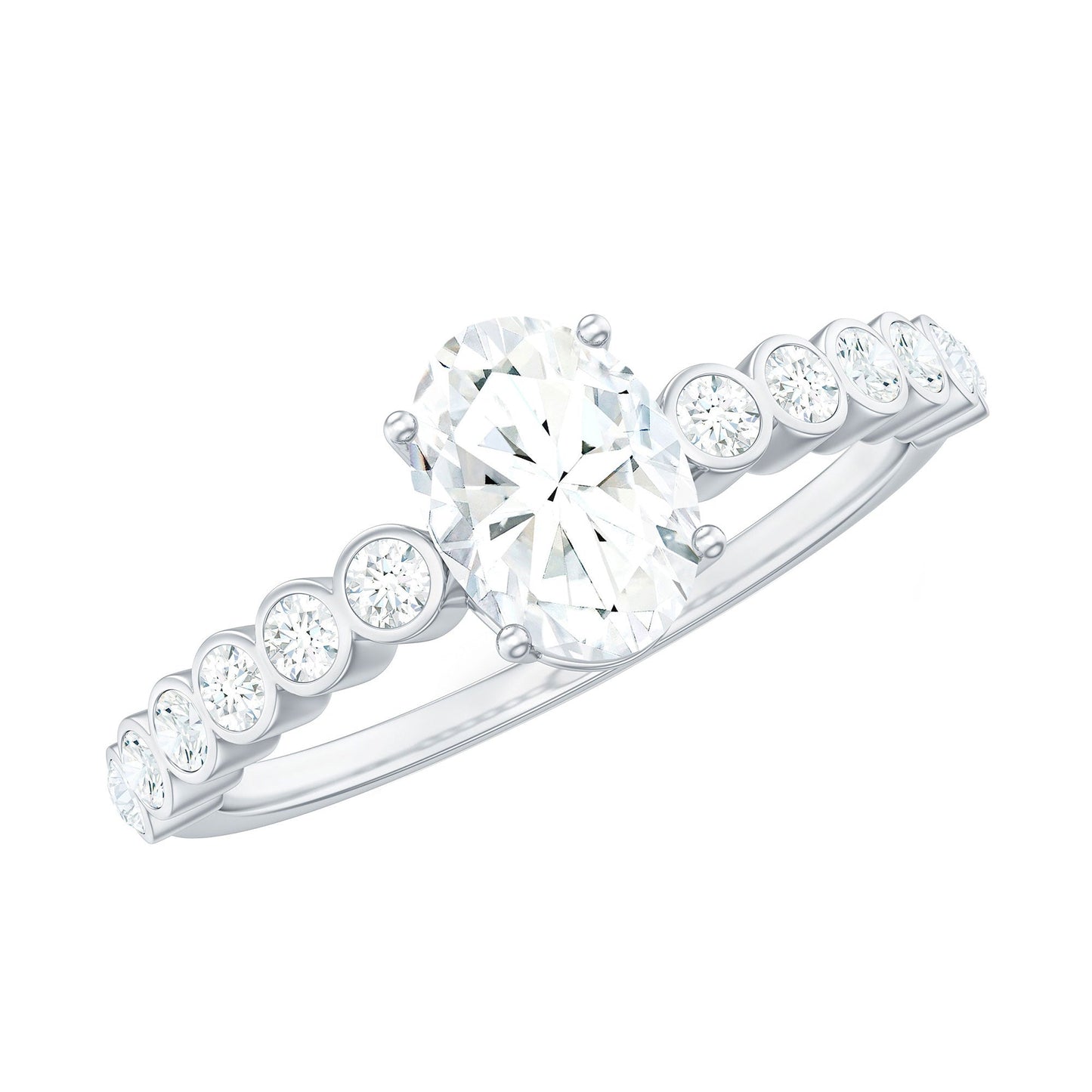 1.75 CT Prong Set Oval Cubic Zirconia Solitaire Engagement Ring