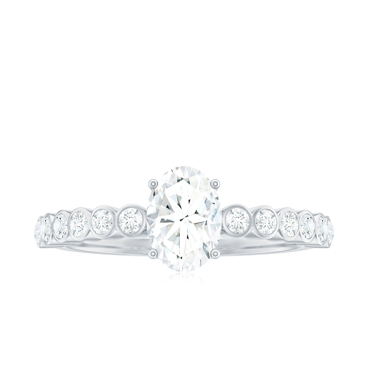 1.75 CT Prong Set Oval Cubic Zirconia Solitaire Engagement Ring