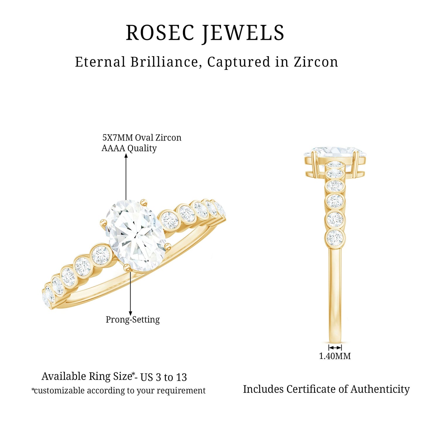 1.75 CT Prong Set Oval Cubic Zirconia Solitaire Engagement Ring