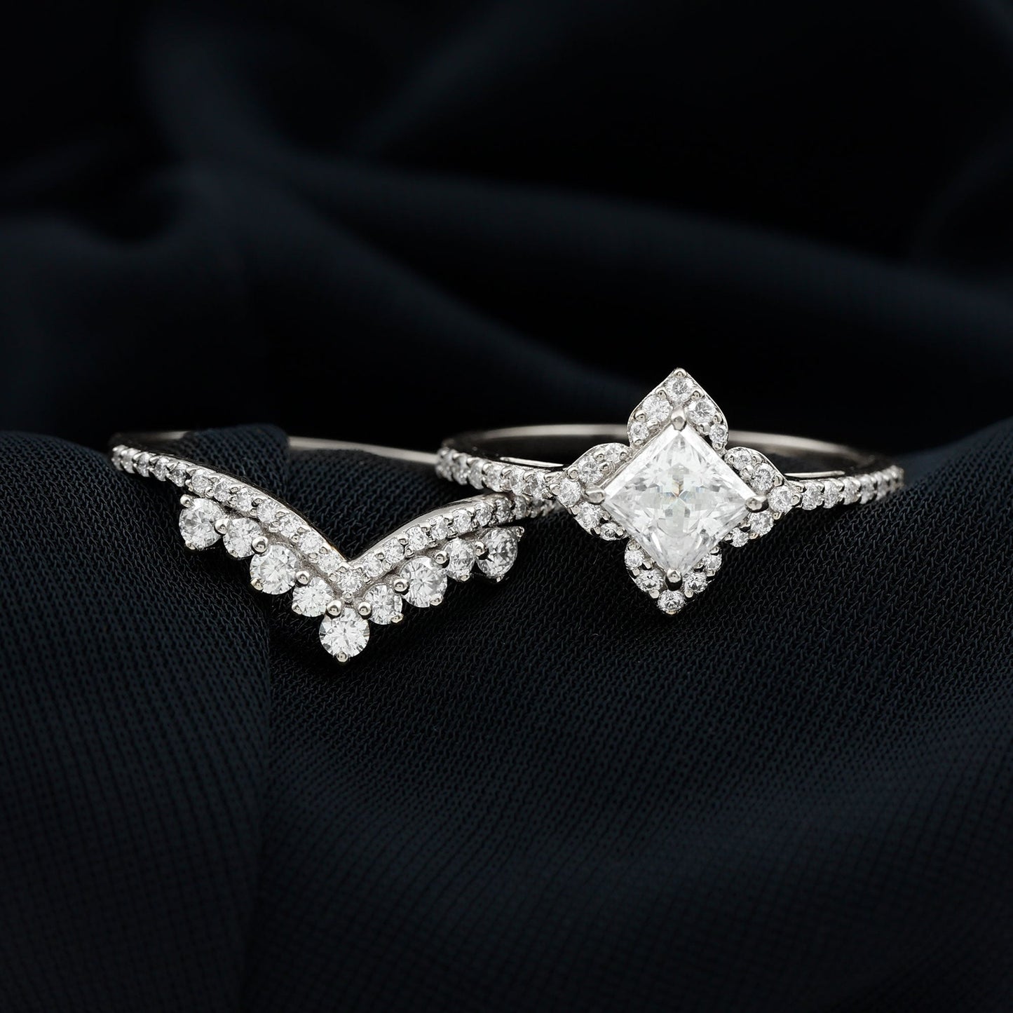 2.50 CT Cubic Zirconia Statement Wedding Ring Set With Certificate