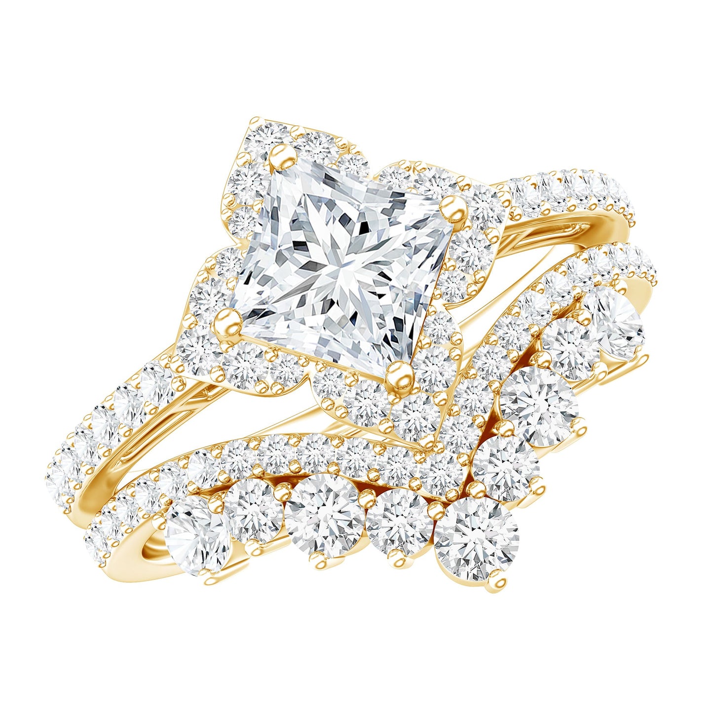 2.50 CT Cubic Zirconia Statement Wedding Ring Set With Certificate