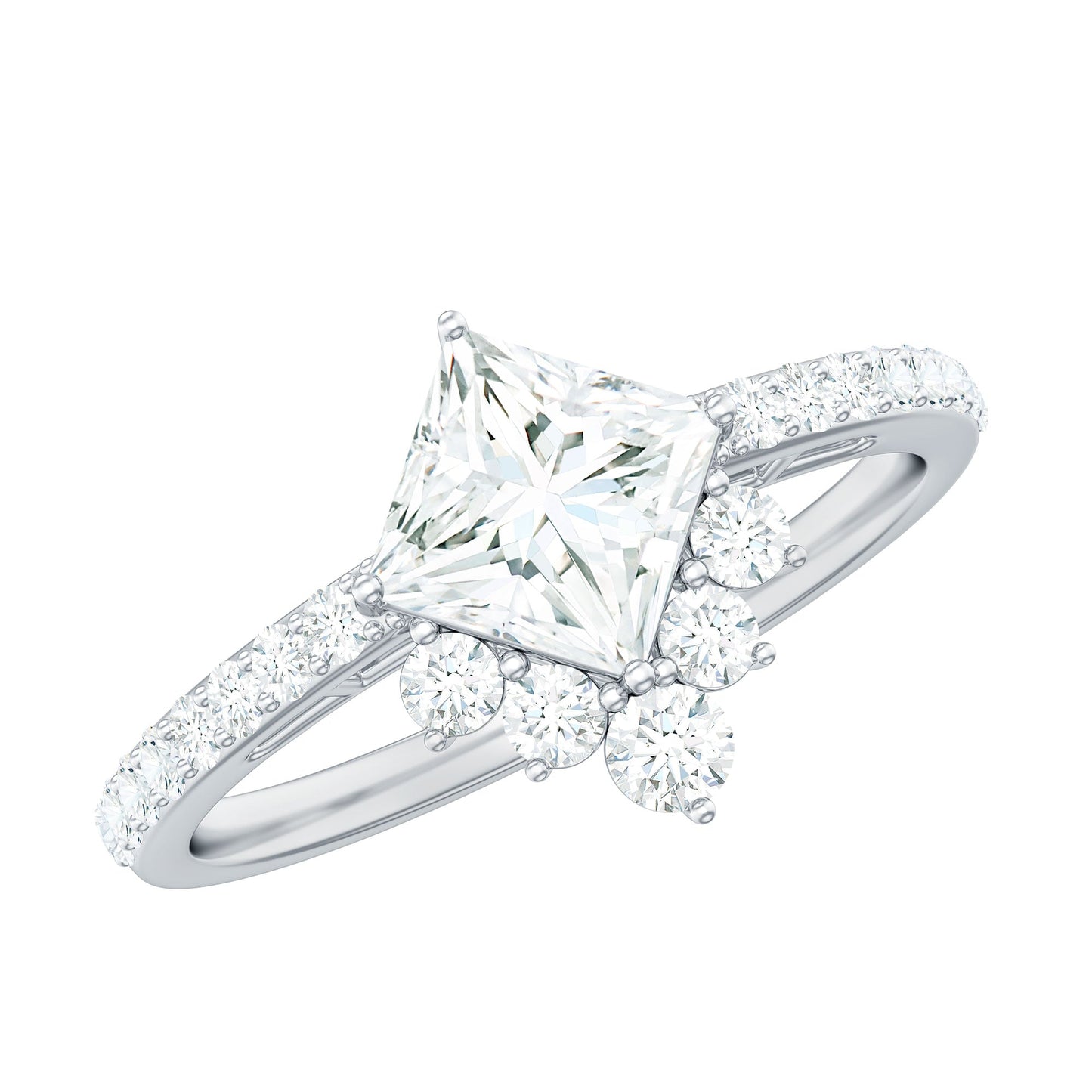 1.75 CT Princess Cut Solitaire Zircon Designer Engagement Ring