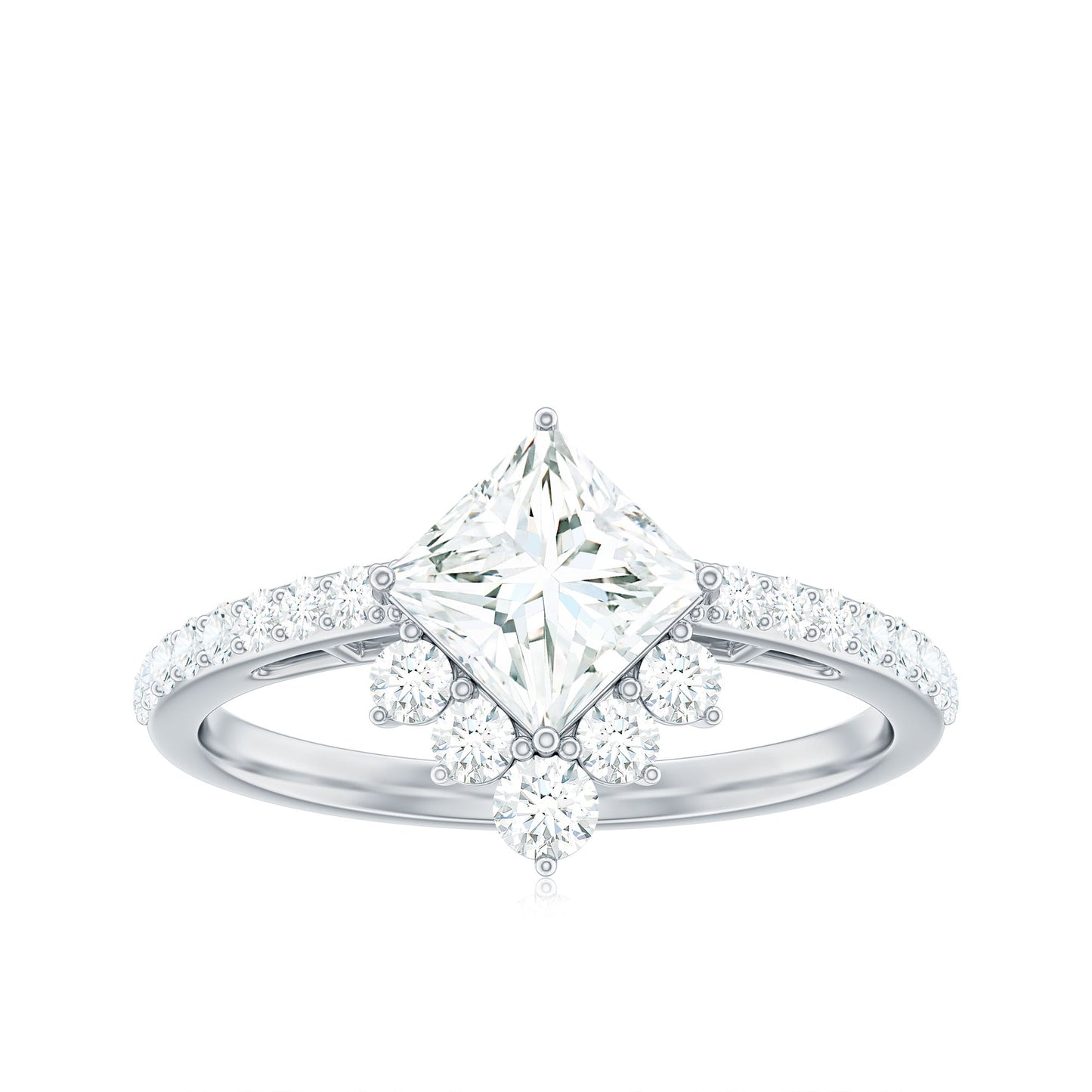 1.75 CT Princess Cut Solitaire Zircon Designer Engagement Ring