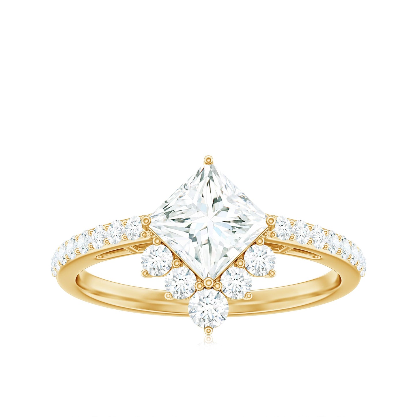 1.75 CT Princess Cut Solitaire Zircon Designer Engagement Ring