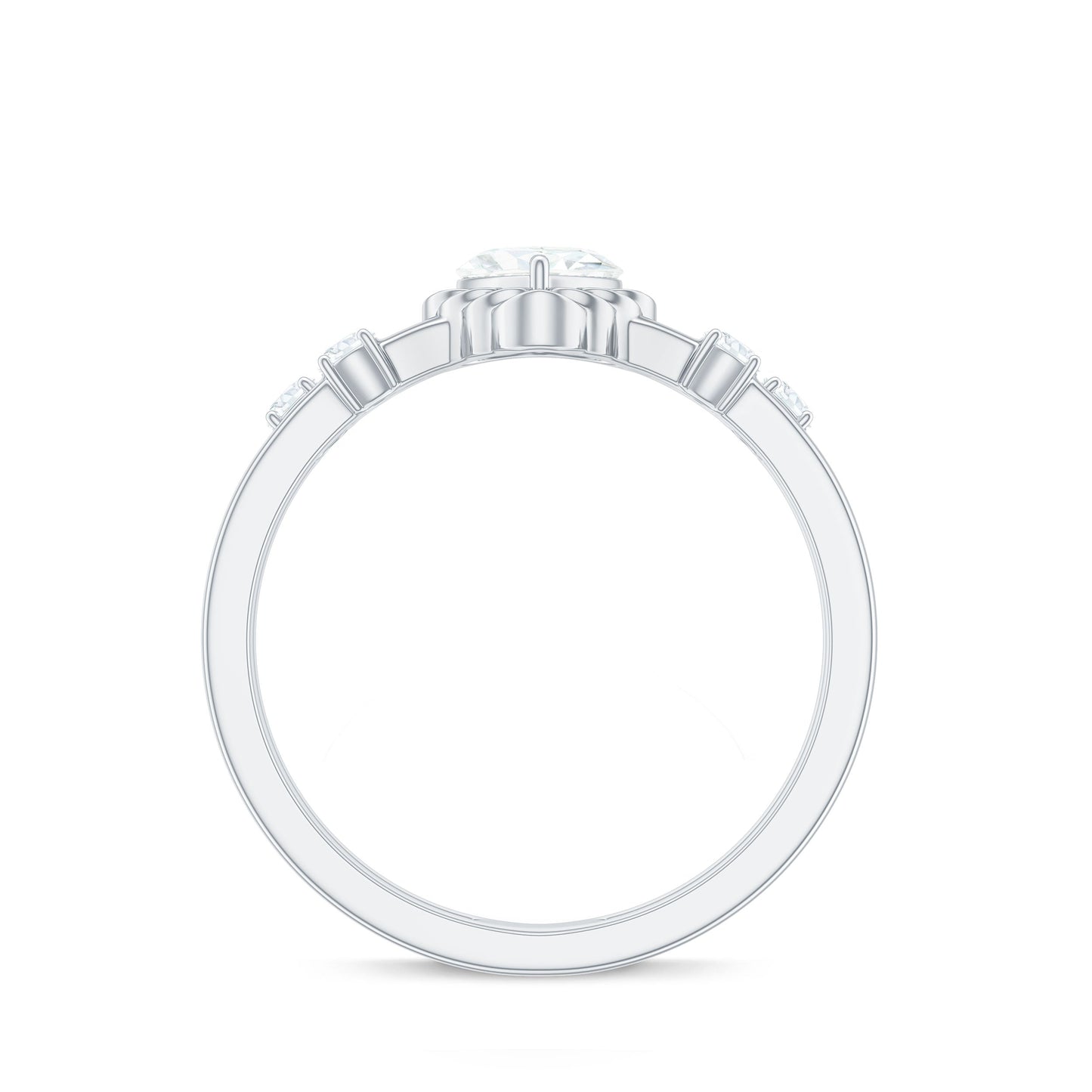 Zircon Solitaire Double Band Ring