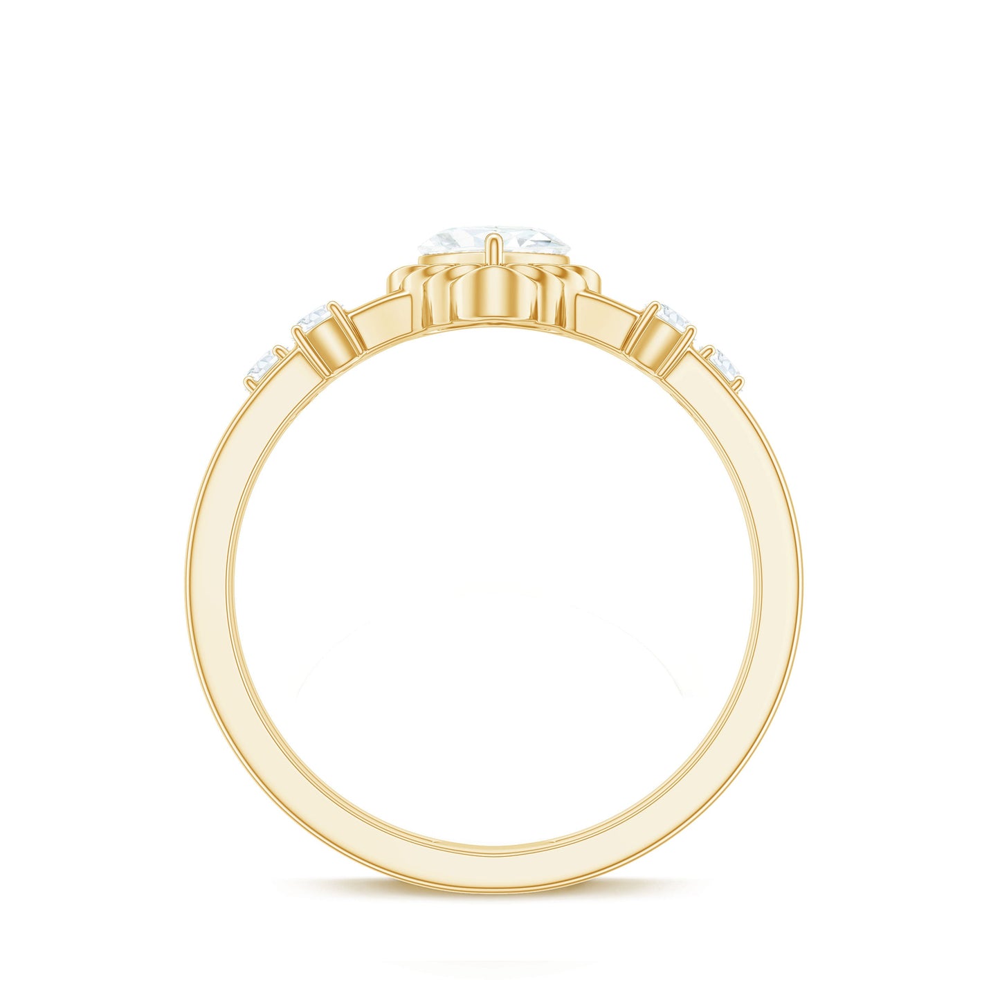 Zircon Solitaire Double Band Ring