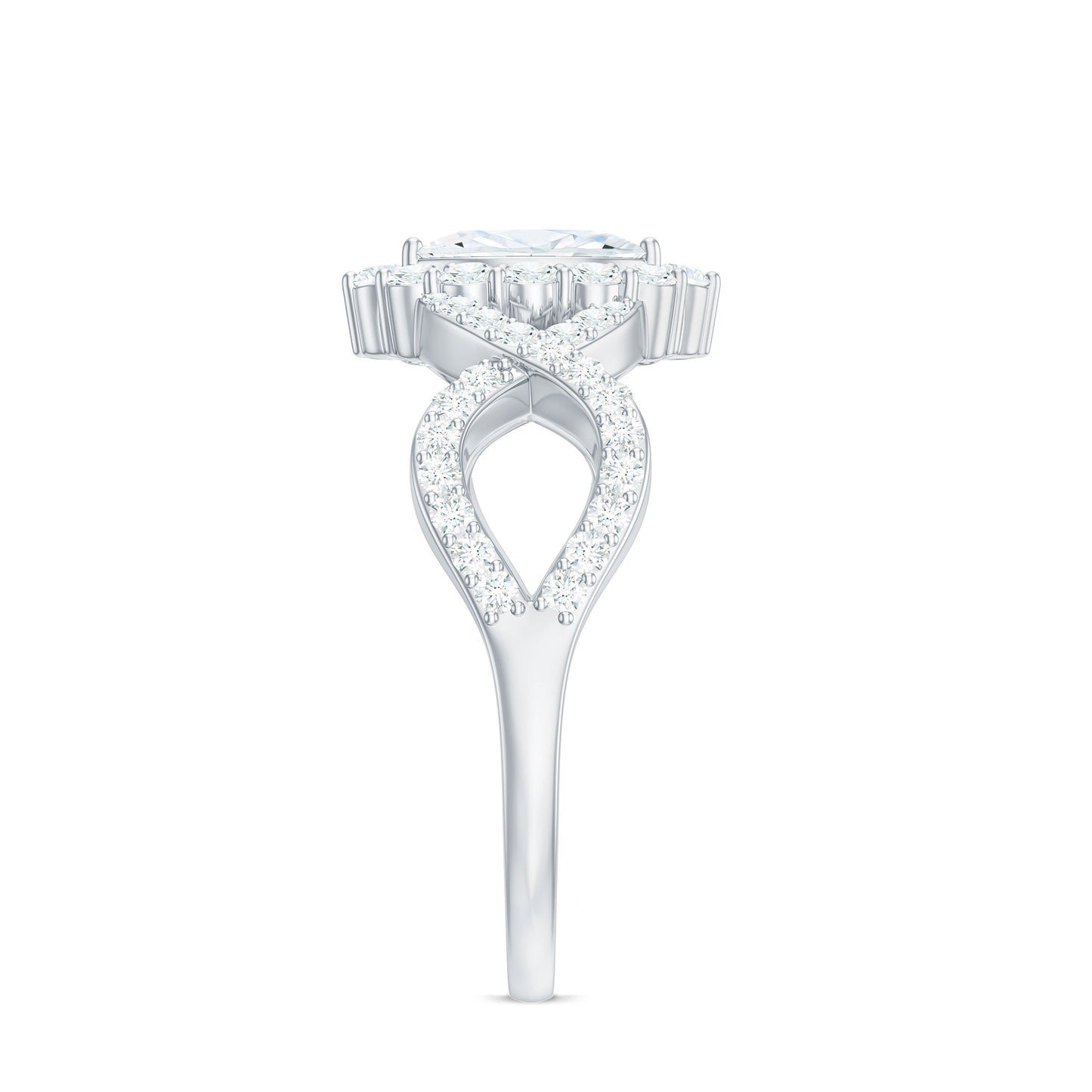 1.50 CT Marquise Cut Zircon Crossover Engagement Ring