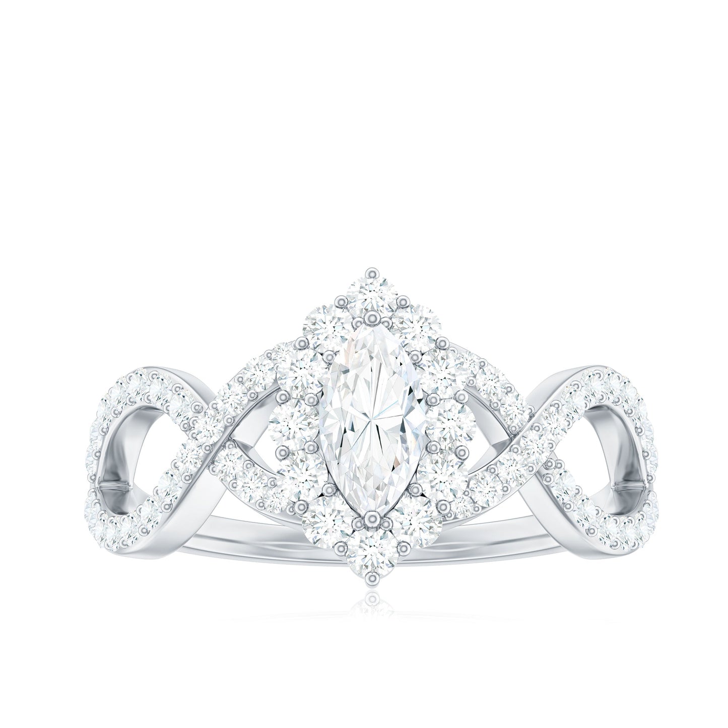 1.50 CT Marquise Cut Zircon Crossover Engagement Ring