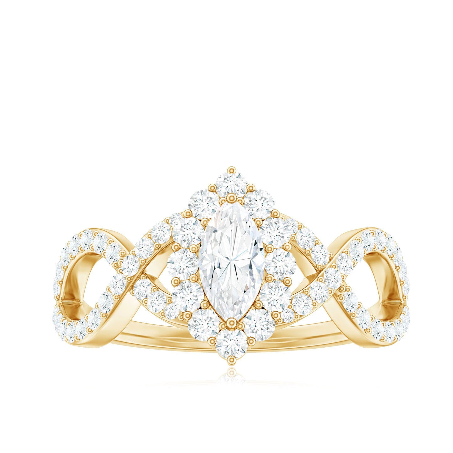 1.50 CT Marquise Cut Zircon Crossover Engagement Ring