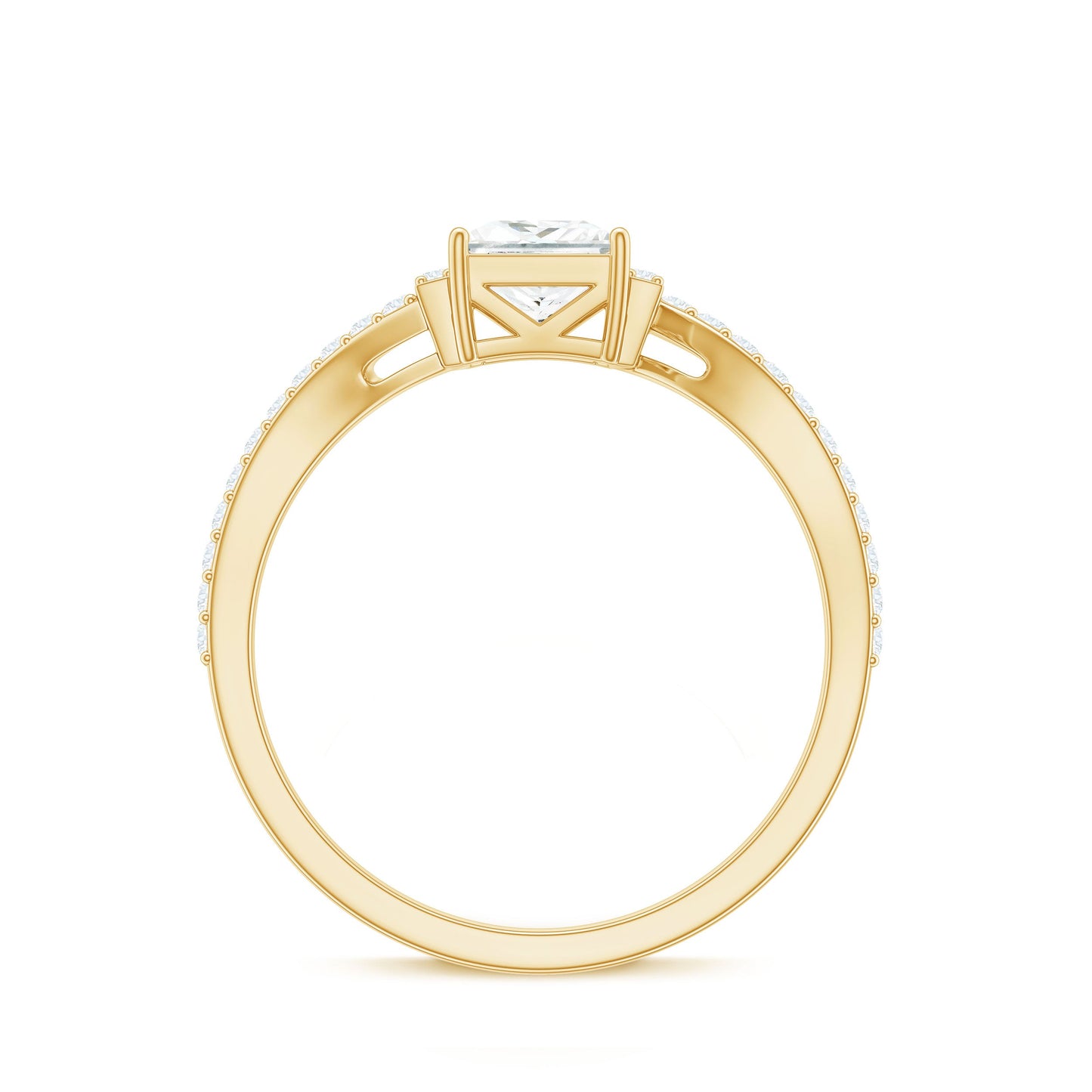 Princess Cut Moissanite Bypass Engagement Ring for Women