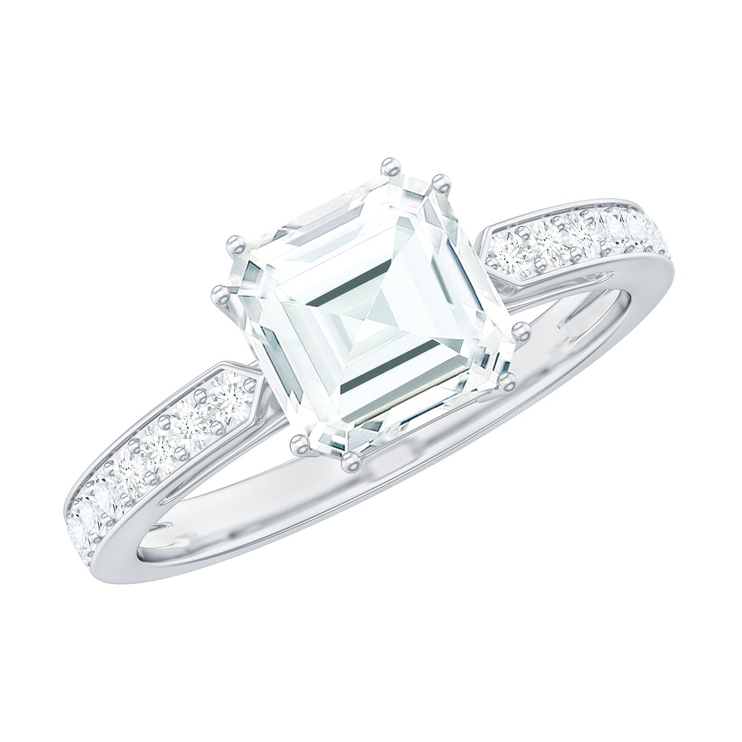 2 Carat Asscher Cut Solitaire CZ Diamond Engagement Ring