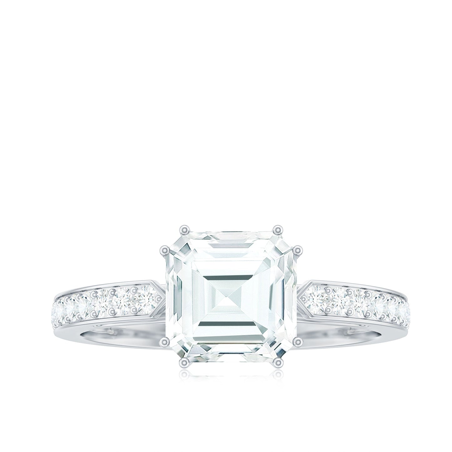 2 Carat Asscher Cut Solitaire CZ Diamond Engagement Ring