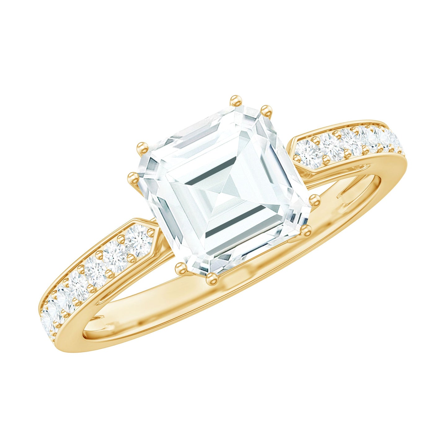 2 Carat Asscher Cut Solitaire CZ Diamond Engagement Ring