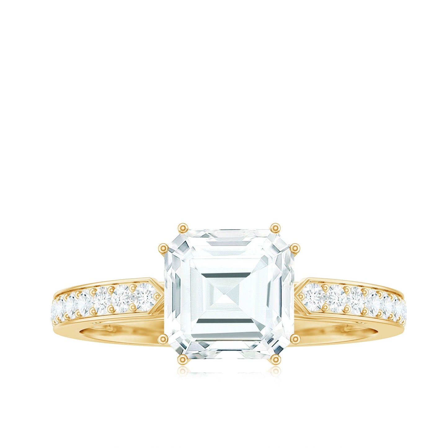 2 Carat Asscher Cut Solitaire CZ Diamond Engagement Ring