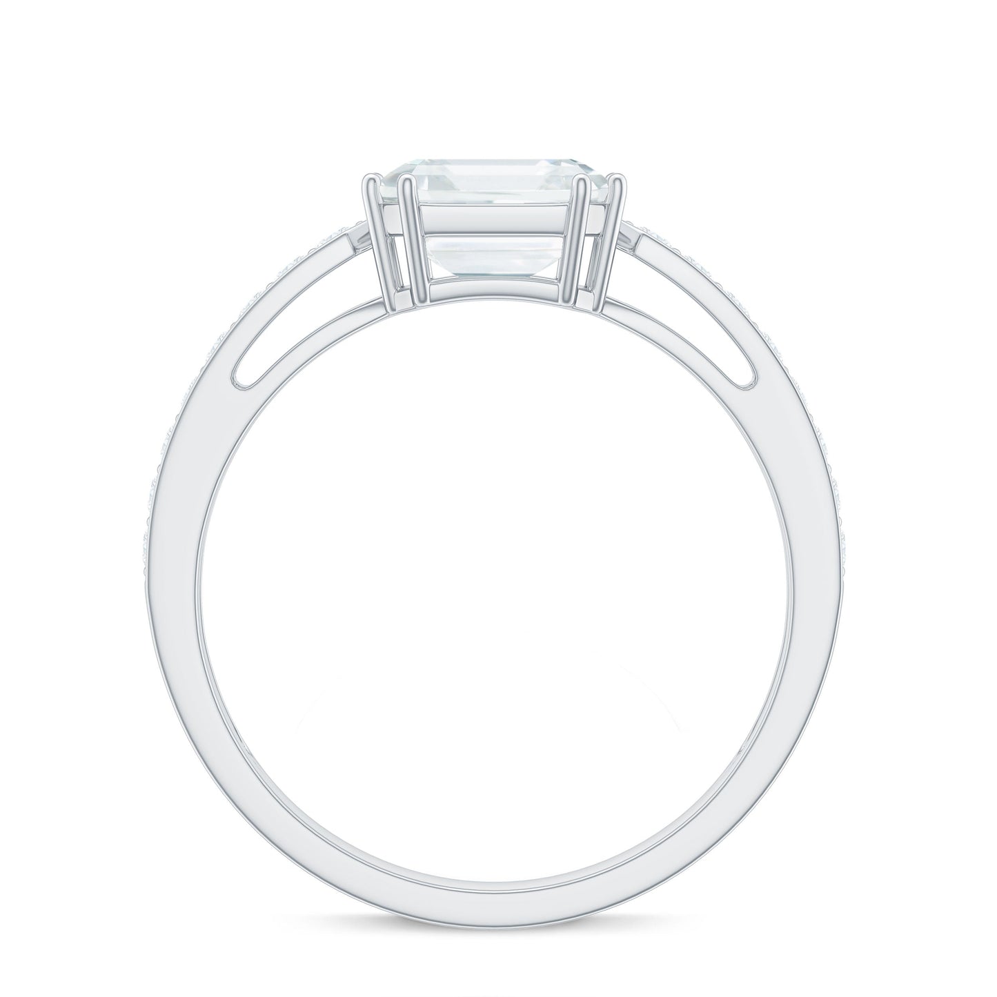 3.50 CT Asscher Cut Moissanite Solitaire Engagement Ring with Side Stones