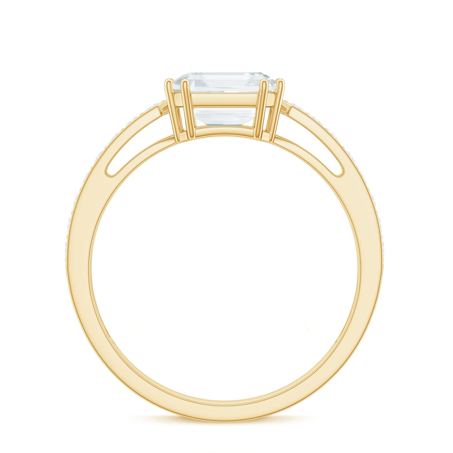 3.50 CT Asscher Cut Moissanite Solitaire Engagement Ring with Side Stones