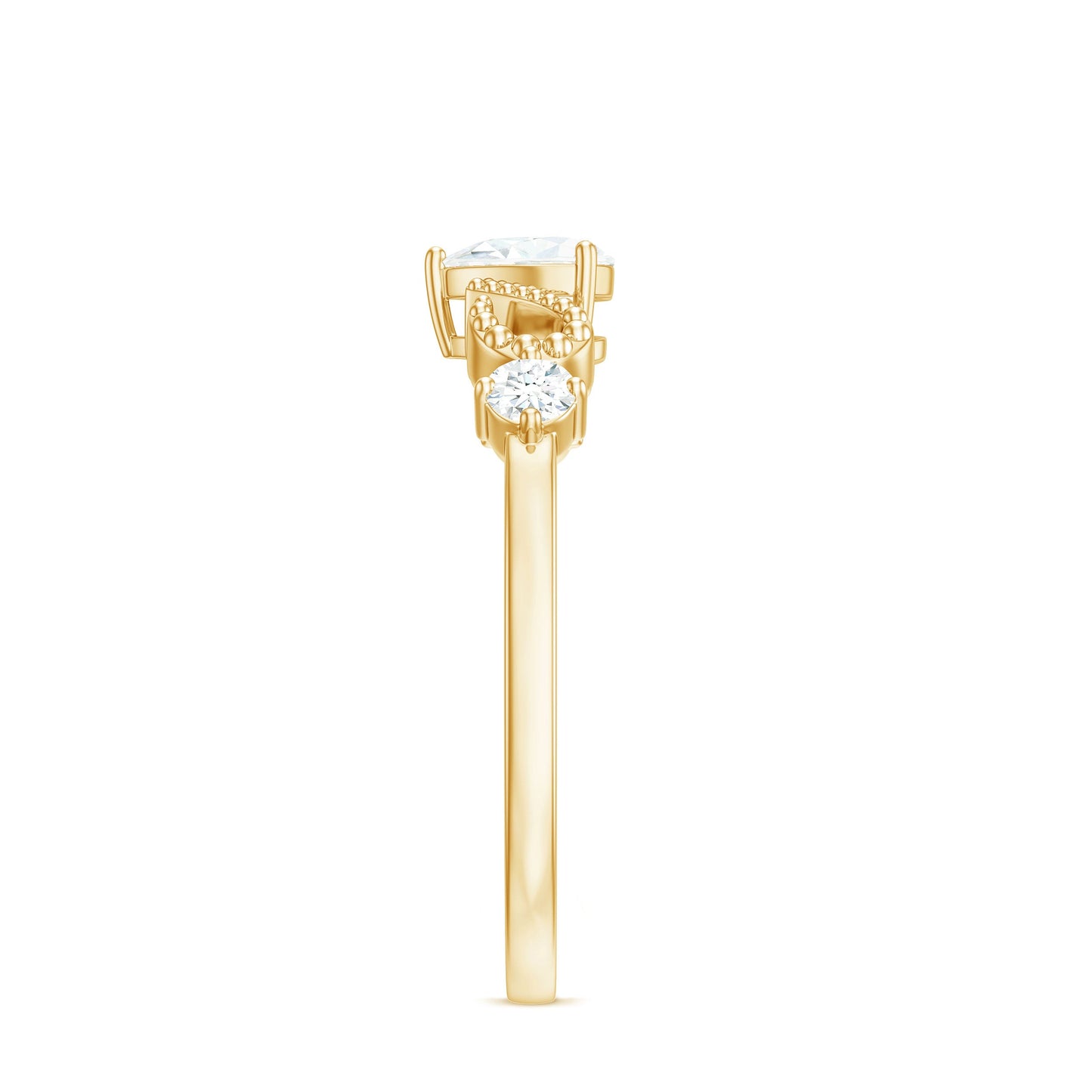 3/4 CT Minimal Zircon Heart Engagement Ring with Gold Beaded