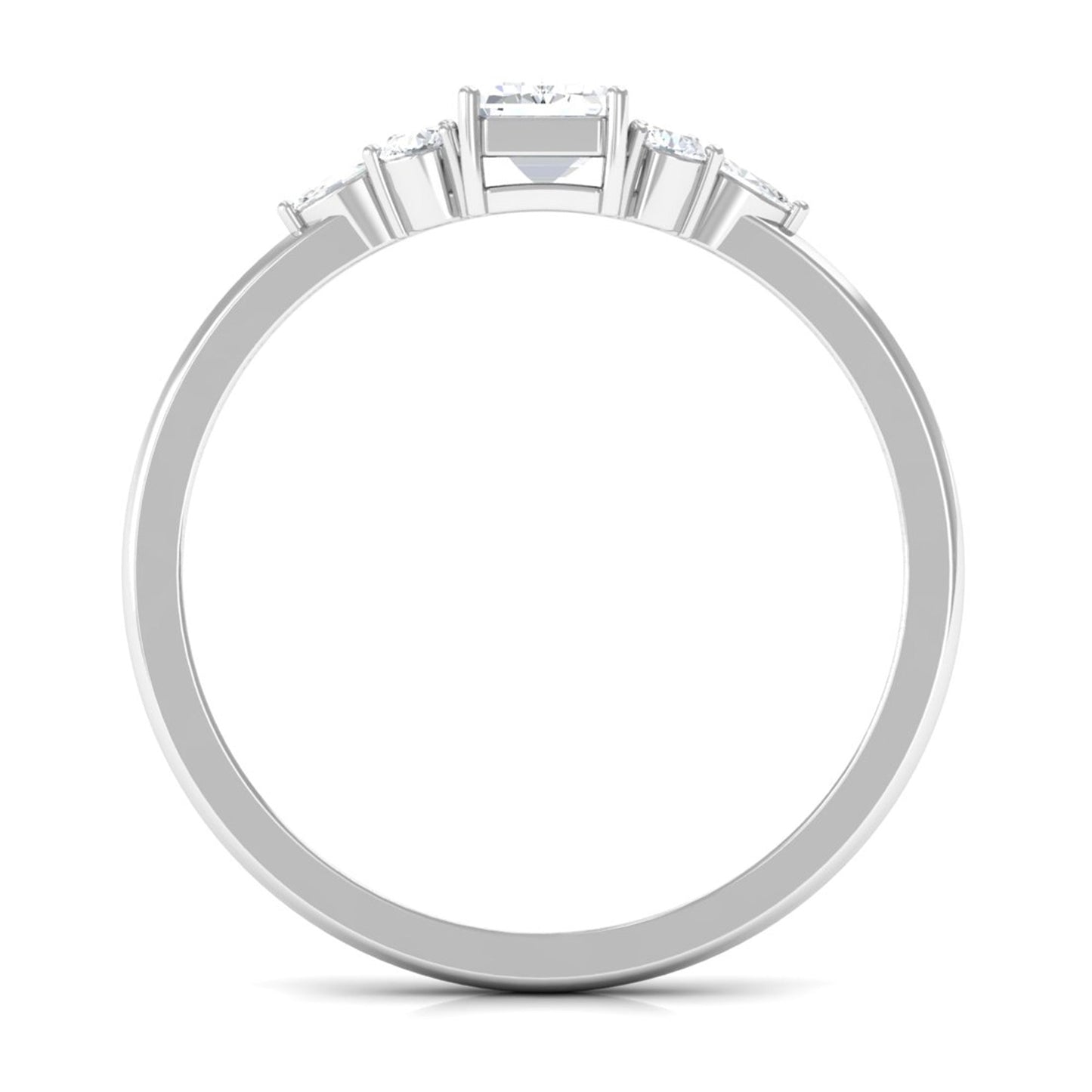 1 CT Octagon Cut Cubic Zirconia Engagement Ring with Trio