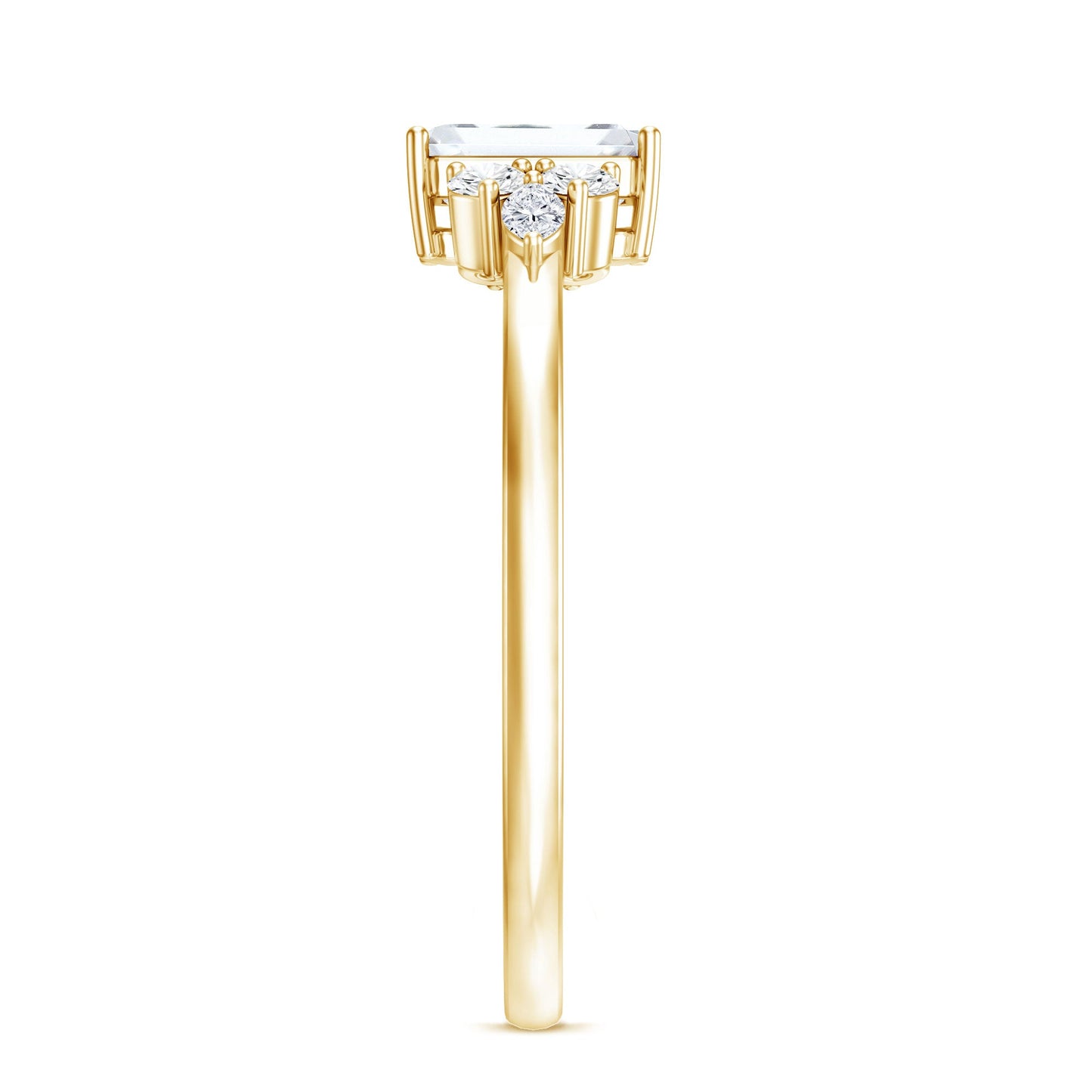 1 CT Octagon Cut Cubic Zirconia Engagement Ring with Trio