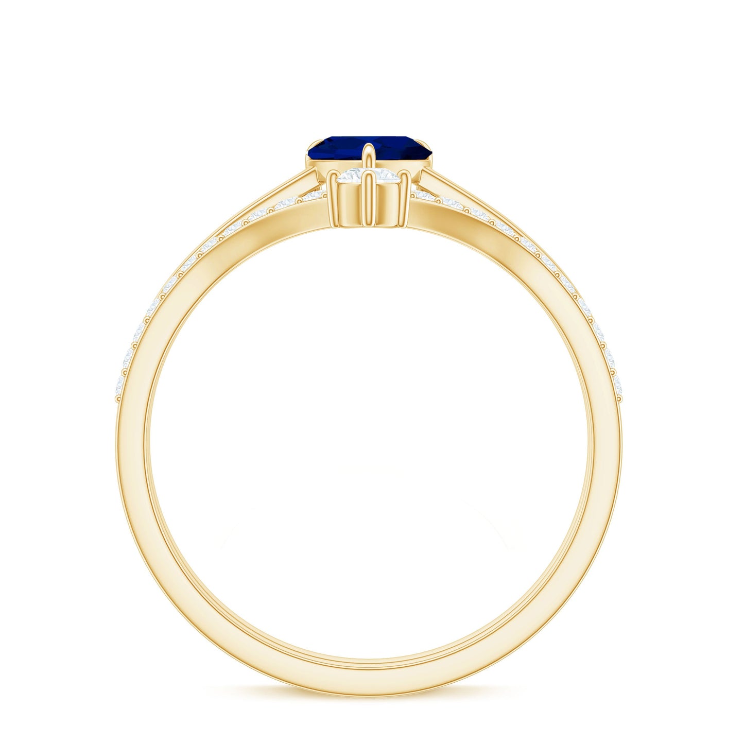1 CT Heart Shape Blue Sapphire Solitaire Ring Set with Diamond Enhancer Band
