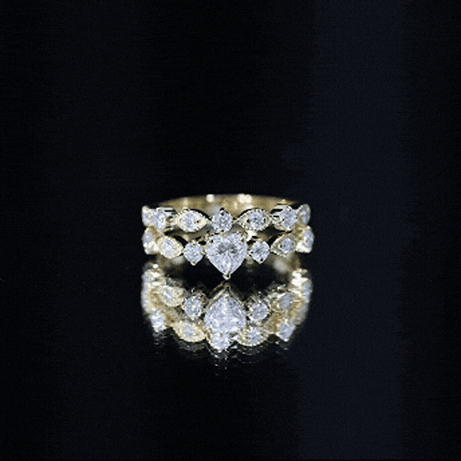 Zircon Bridal Wedding Ring Set with Matching Band